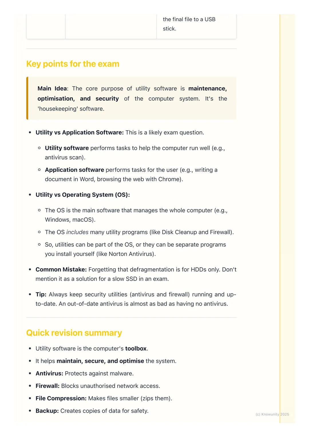 # Utility Software

## What is utility software?

Utility software doesn't let you do fun things like play games or write essays.
Instead, i