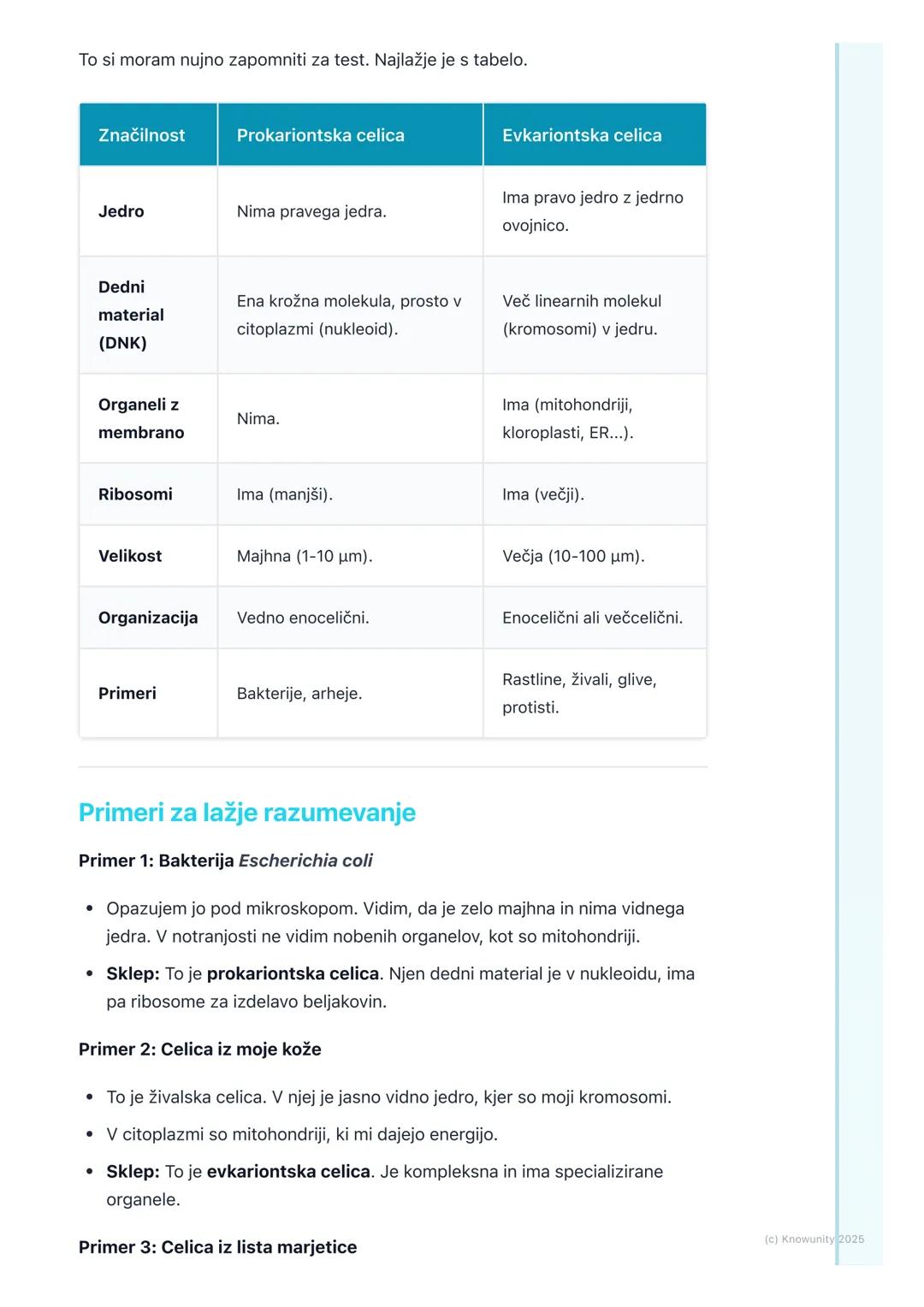# Prokariontske in evkariontske
celice

Splošen pregled

Vse živo je zgrajeno iz celic. Celica je osnovna enota življenja. Ampak niso vse
ce