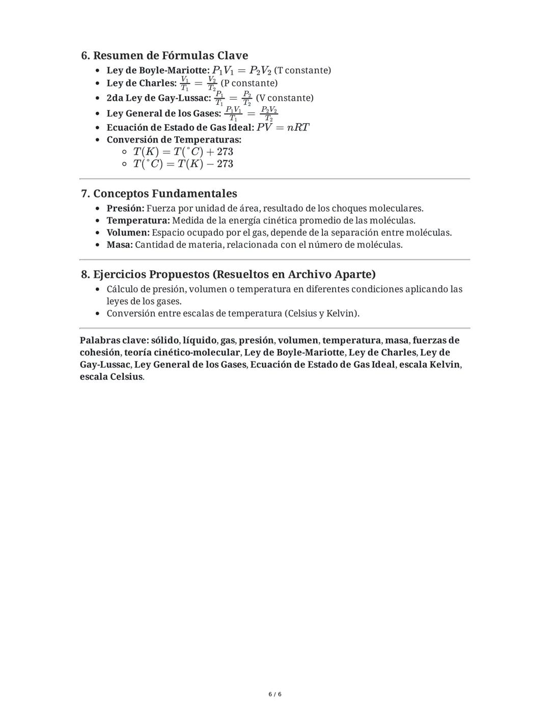 # Estados de la Materia y Leyes de los Gases

1. **Características de los Estados de la Materia**

**Sólidos**

*   Forma y volumen propios: