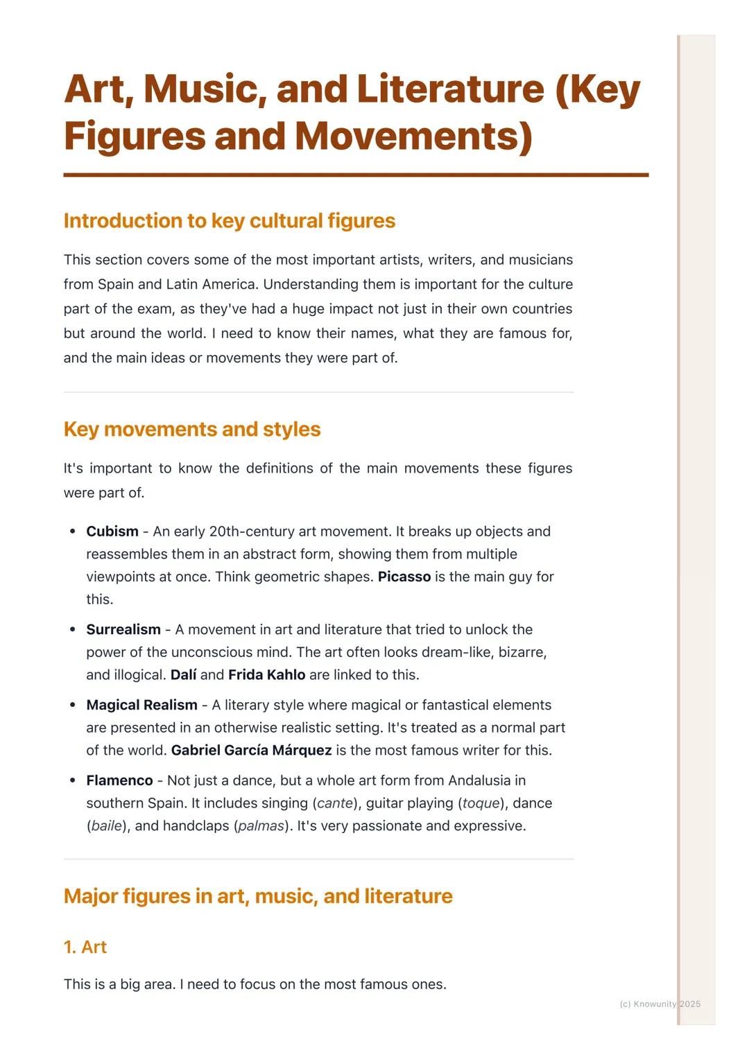 # Art, Music, and Literature (Key
Figures and Movements)

Introduction to key cultural figures

This section covers some of the most importa