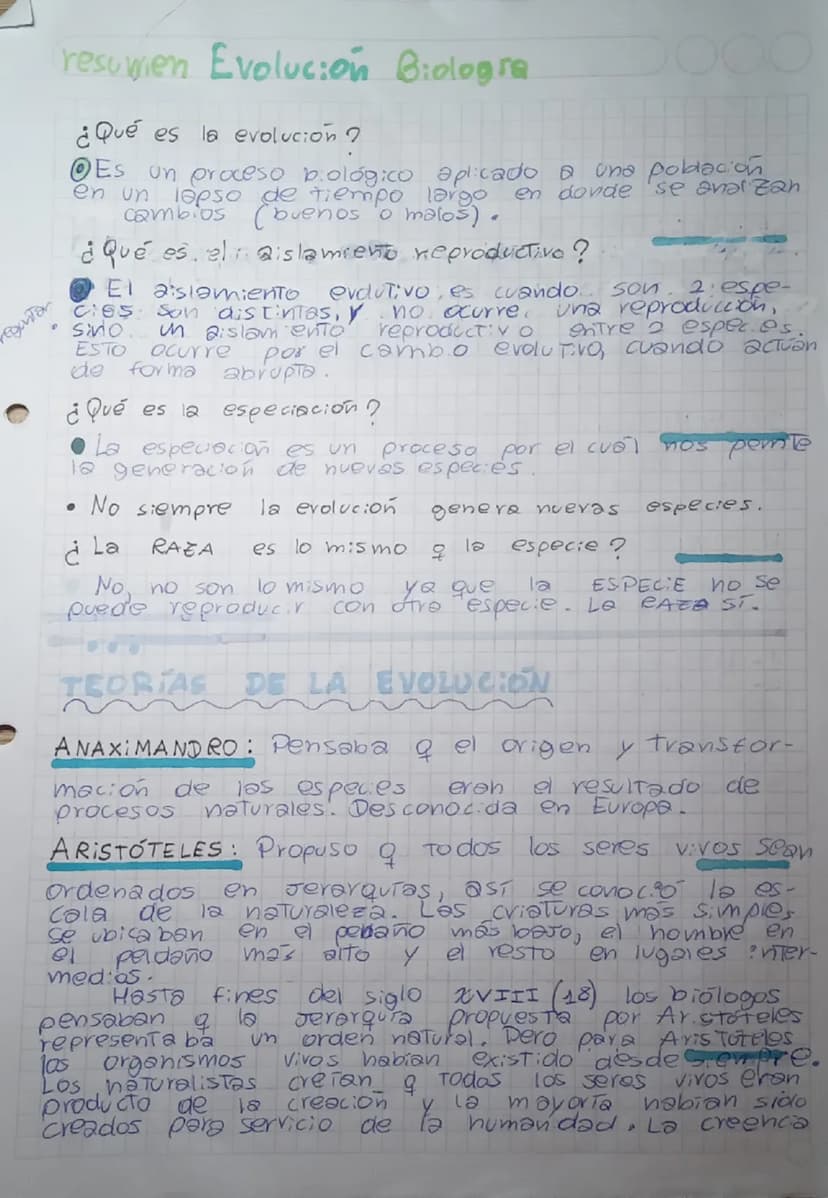 reguntar
resumien Evolucion Biologra
¿Qué es la evolución?
se anal Zah
Es un proceso biológico aplicado a una poblacion
en un lapso de tiemp