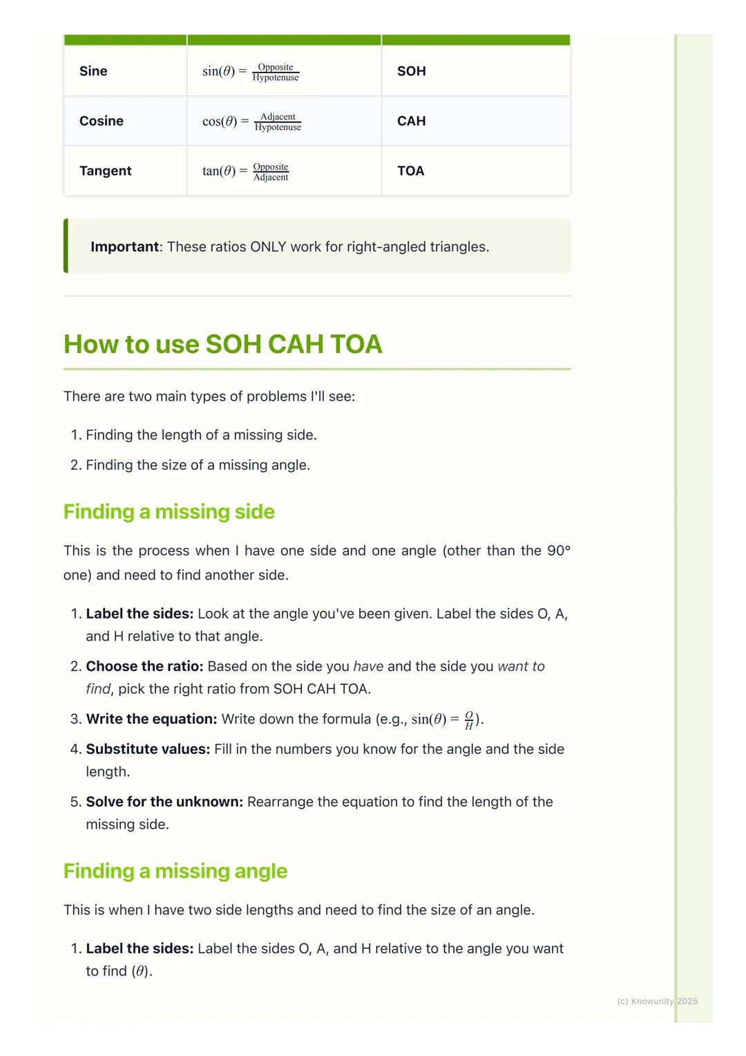 # Trigonometry of Right-Angled
Triangles

The basics of right-angled triangles

This is the foundation of all the trigonometry we do. It's a