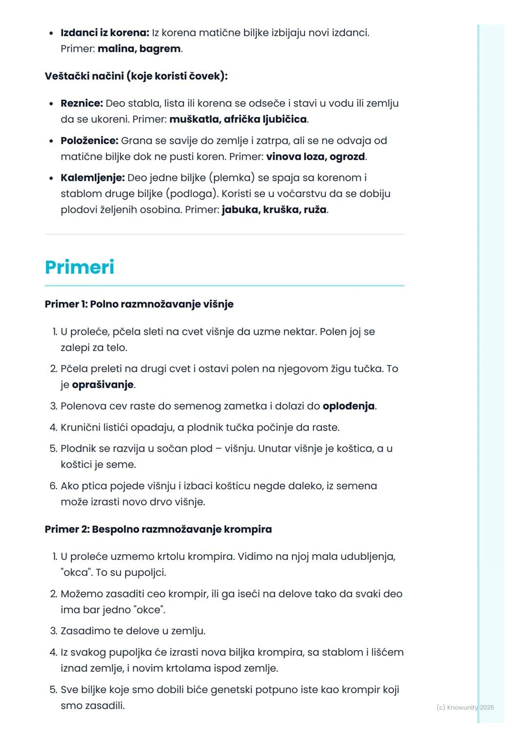 # Razmnožavanje biljaka

## Uvod u razmnožavanje biljaka

Razmnožavanje je jedna od osnovnih odlika svih živih bića, pa i biljaka. 
To je pr