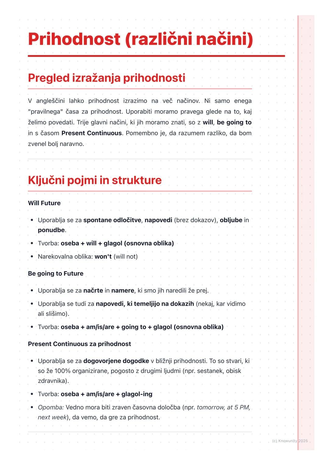 # Prihodnost (različni načini)

Pregled izražanja prihodnosti

V angleščini lahko prihodnost izrazimo na več načinov. Ni samo enega
"praviln