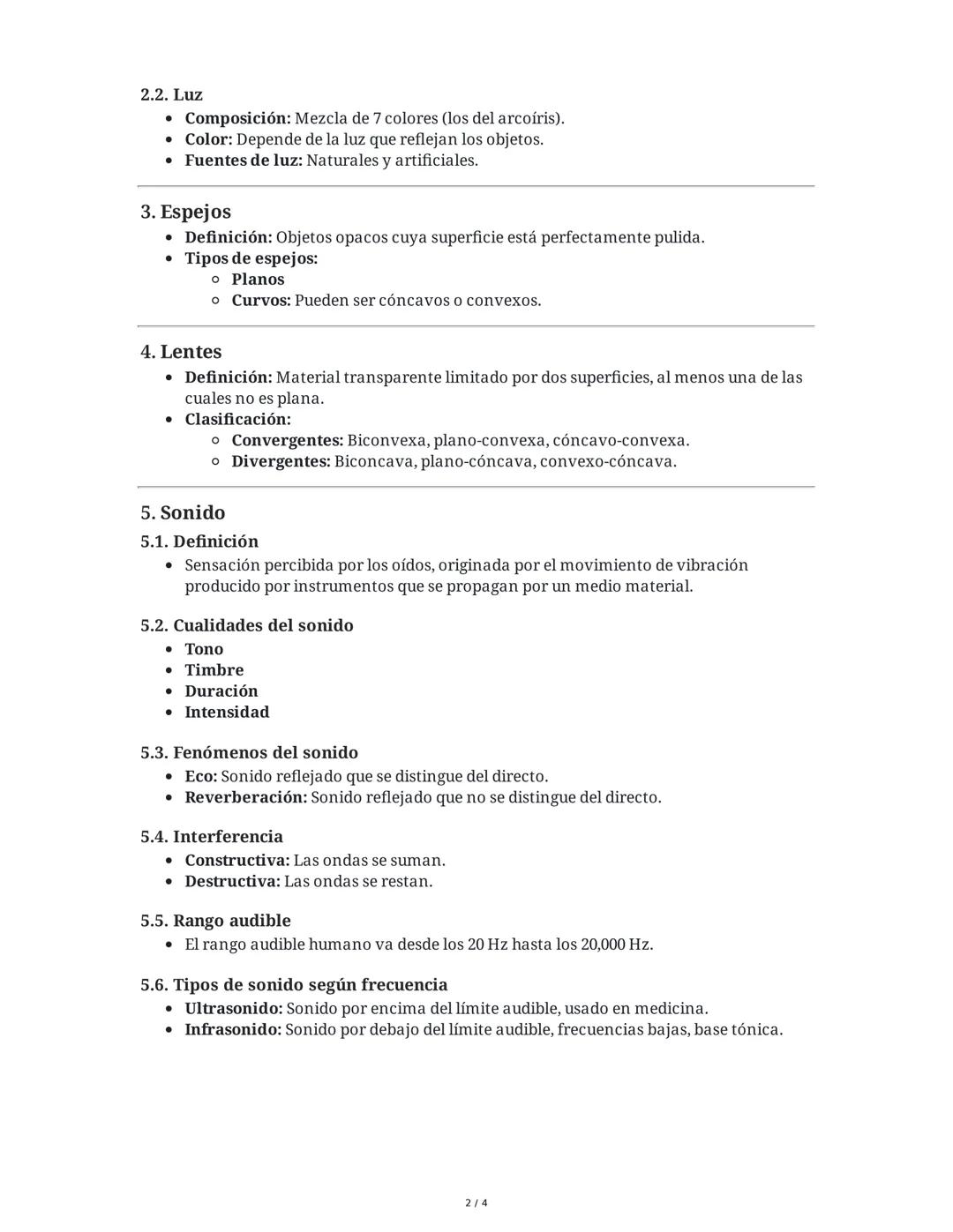 1. Ondas
Resumen de Apuntes de Ondas, Luz y Sonido
1.1. Clasificación de Ondas
- Mecánicas: Requieren un medio material para propagarse.
- E