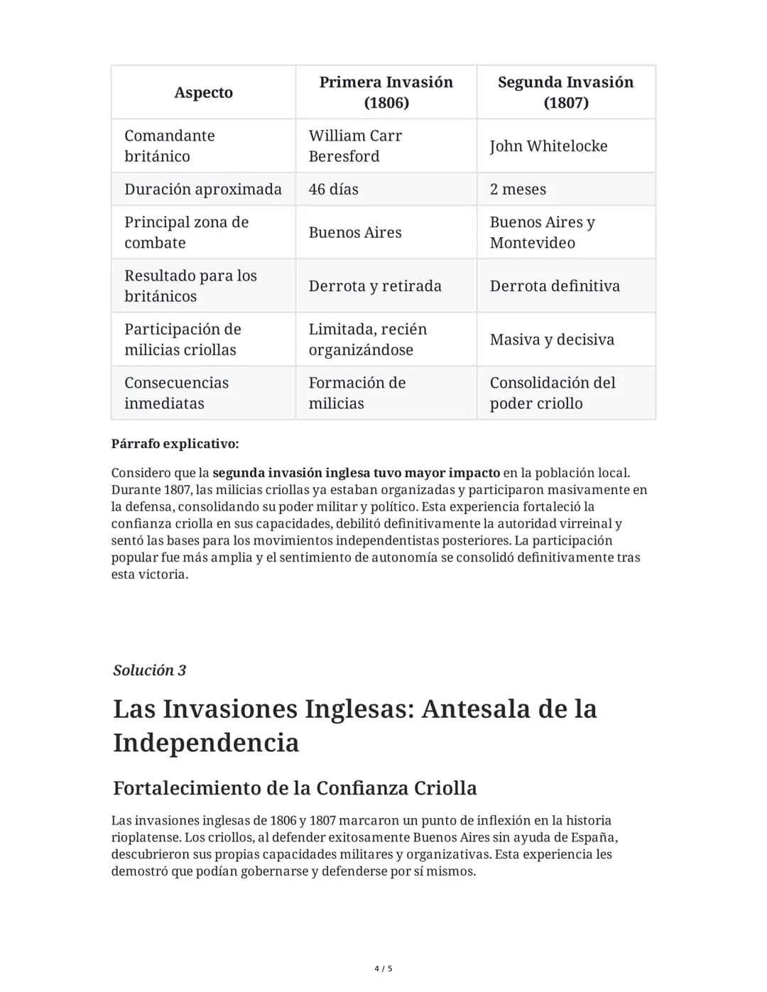 ## Invasiones Inglesas: Río de la Plata

5 June 2025

### Tarea 1

#### Análisis de causas y contexto histórico

Explica las principales cau