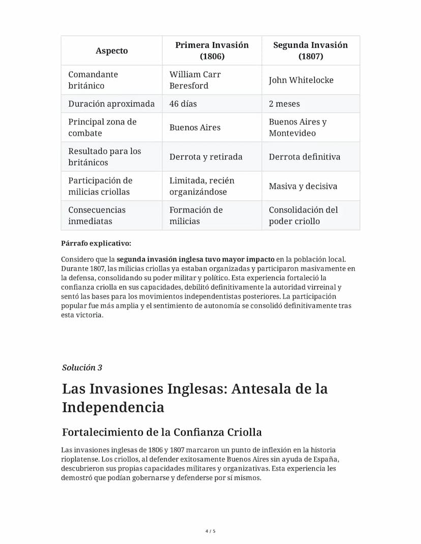 ## Invasiones Inglesas: Río de la Plata

5 June 2025

### Tarea 1

#### Análisis de causas y contexto histórico

Explica las principales cau