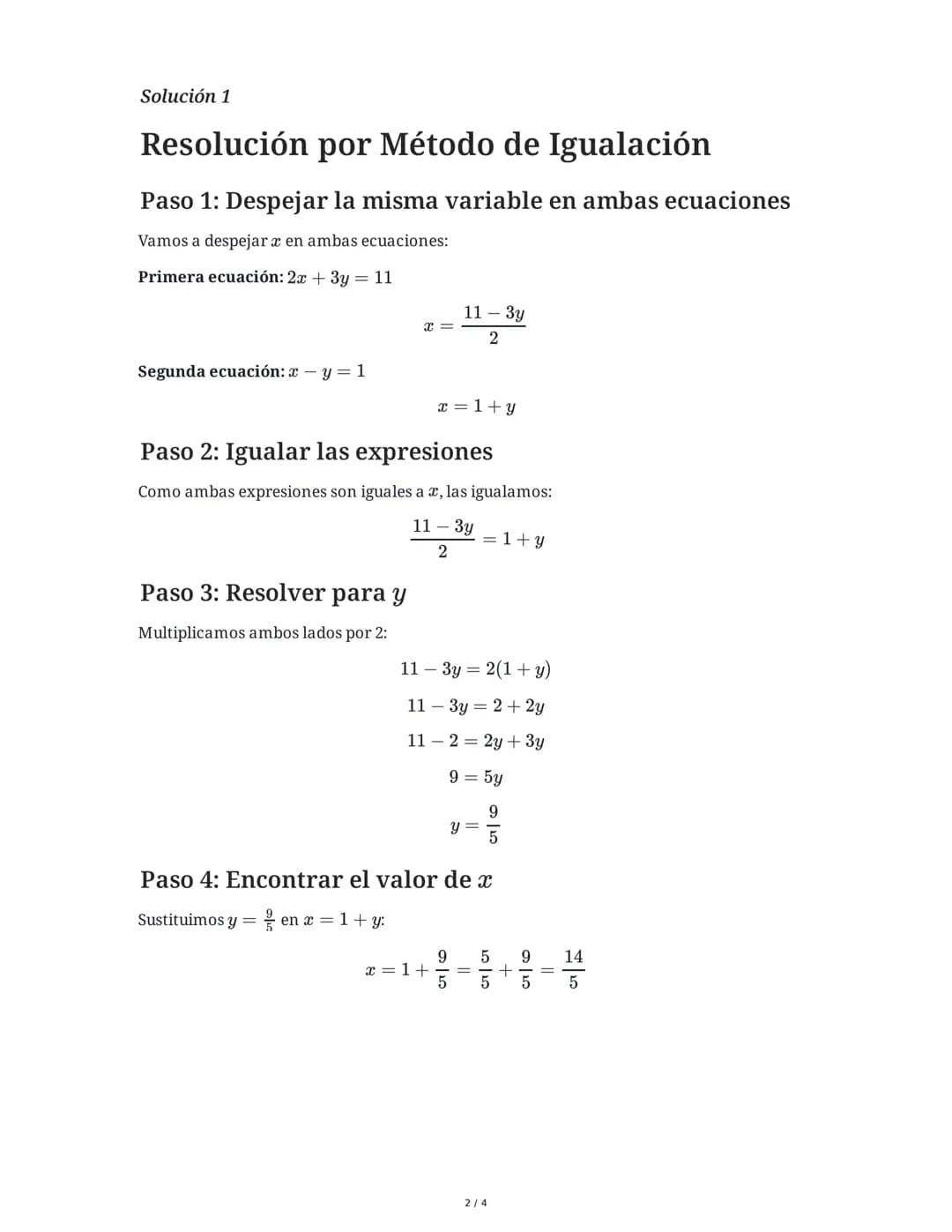 28 May 2025
Resolución de Sistemas de Ecuaciones:
Igualación
Tarea 1
Resuelve el siguiente sistema de ecuaciones utilizando el método de igu