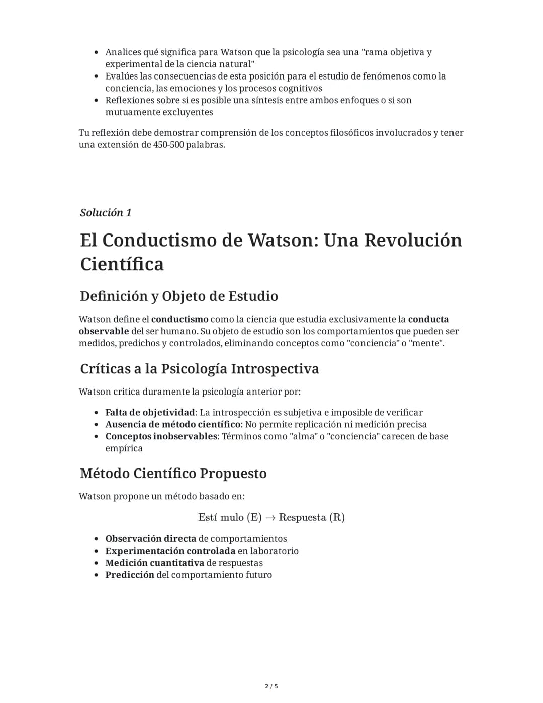 29 May 2025
Conductismo y Psicología Introspectiva:
Análisis Comparativo
Tarea 1
Analiza el concepto de "conductismo" según Watson y explica