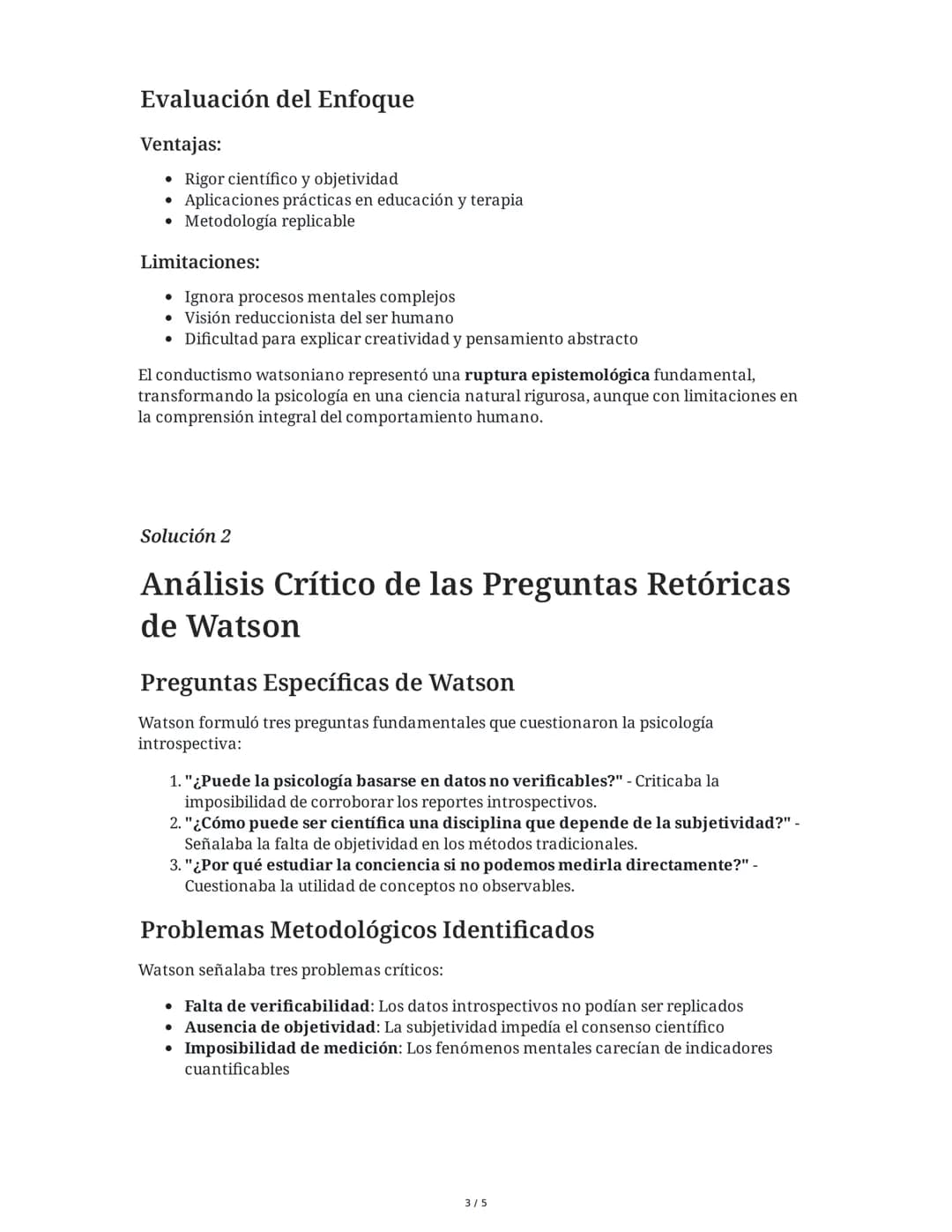 29 May 2025
Conductismo y Psicología Introspectiva:
Análisis Comparativo
Tarea 1
Analiza el concepto de "conductismo" según Watson y explica