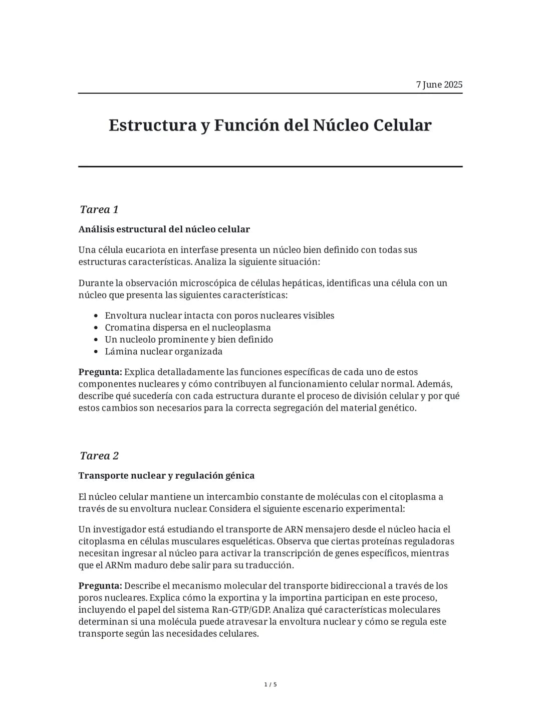 Estructura y Función del Núcleo Celular