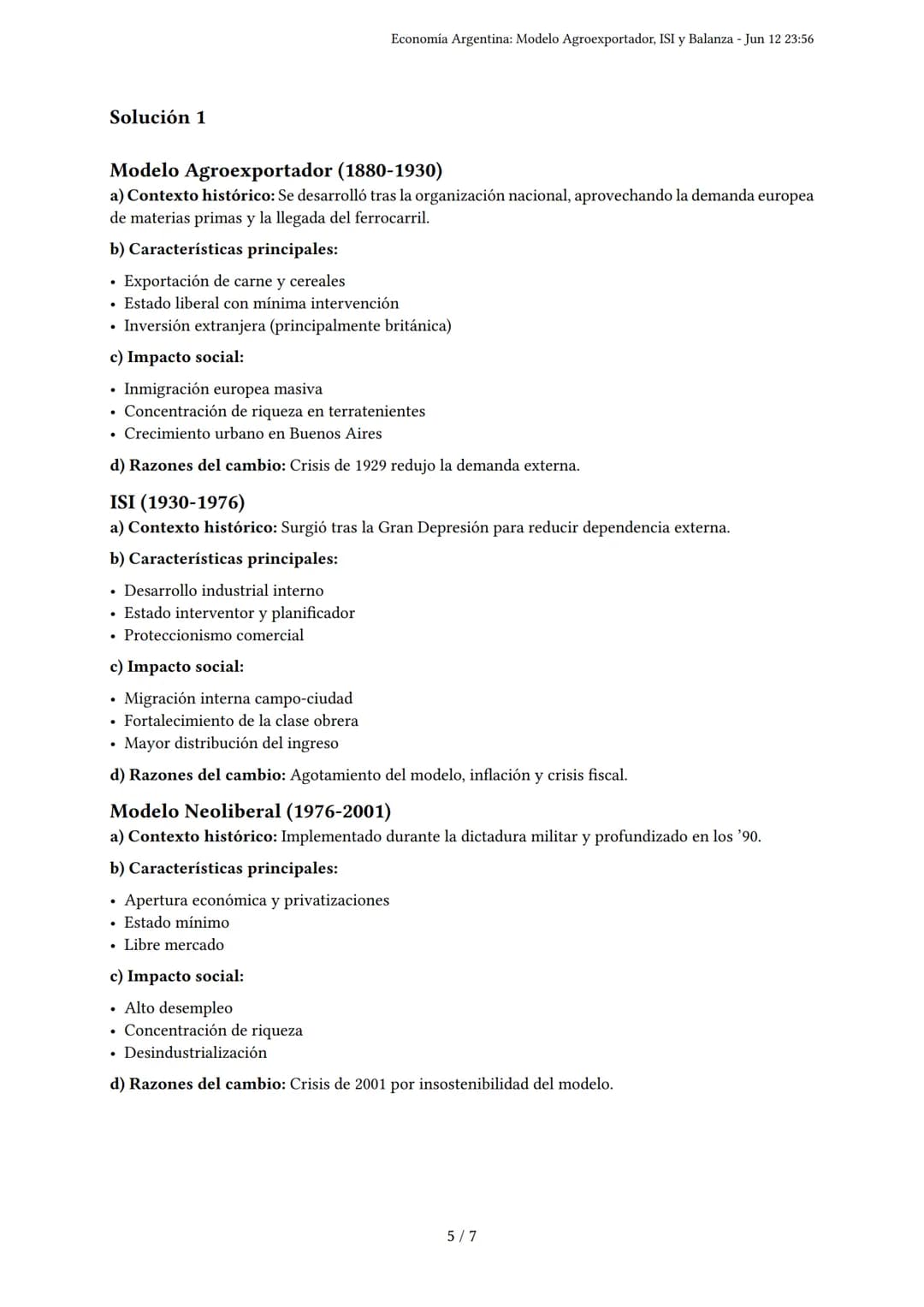 Economía Argentina: Modelo Agroexportador, ISI y Bal-
anza
Generado por Juana - Jun 12 23:56
Descripción: Evalúa el modelo agroexportador, I