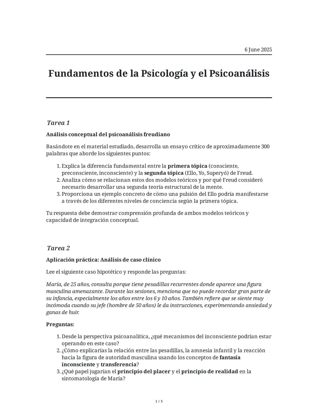 Fundamentos de la Psicología y el Psicoanálisis