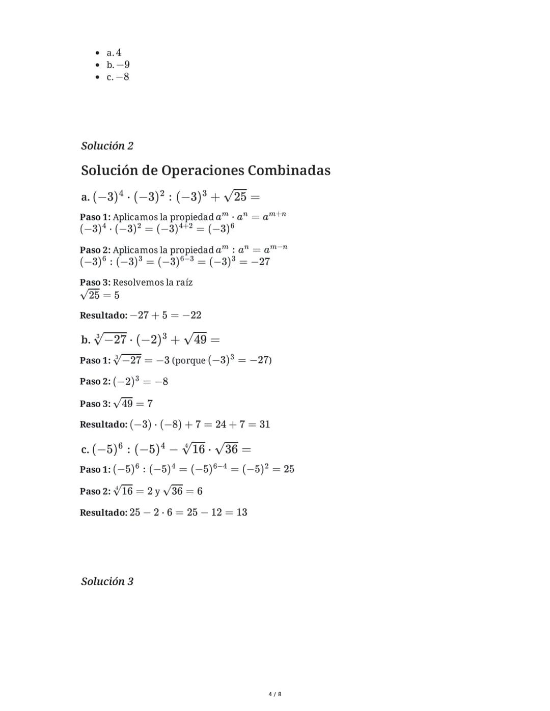1 June 2025
Cálculos Combinados: Potenciación y
Radicación
Tarea 1
Resuelve las siguientes operaciones combinadas aplicando correctamente la