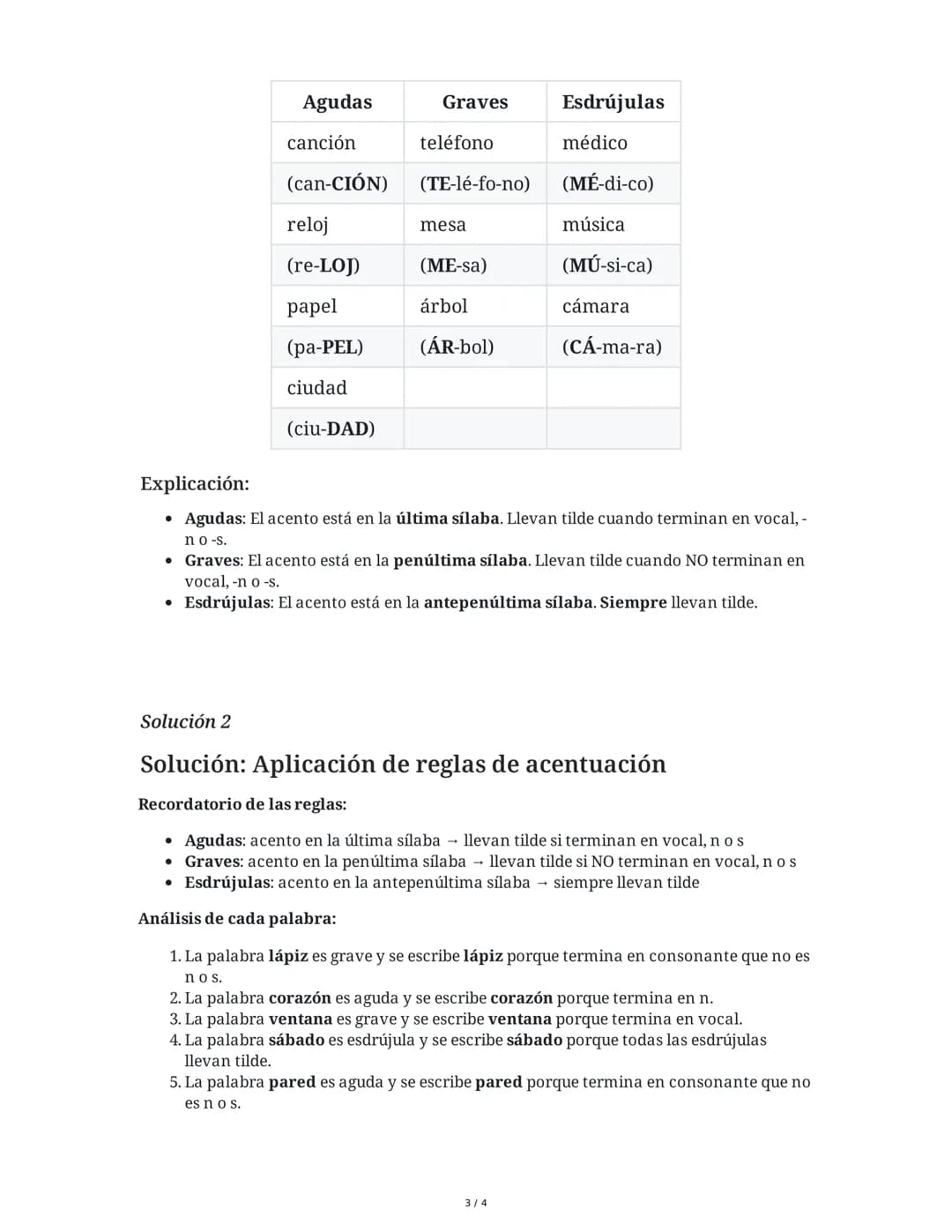 29 May 2025
Acentuación en Español: Agudas, Graves y
Esdrújulas
Tarea 1
Clasificación de palabras según su acentuación
Lee las siguientes pa