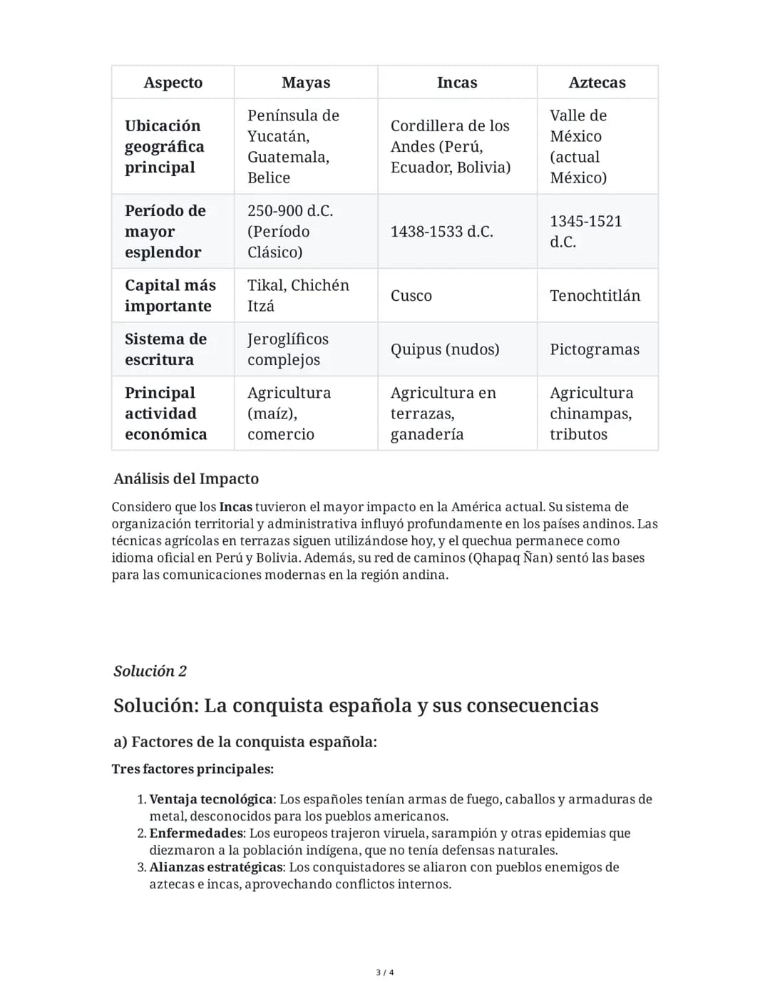 28 May 2025
Civilizaciones Precolombinas: Mayas, Incas y
Aztecas
Tarea 1
Análisis de las civilizaciones precolombinas
Completa el siguiente 