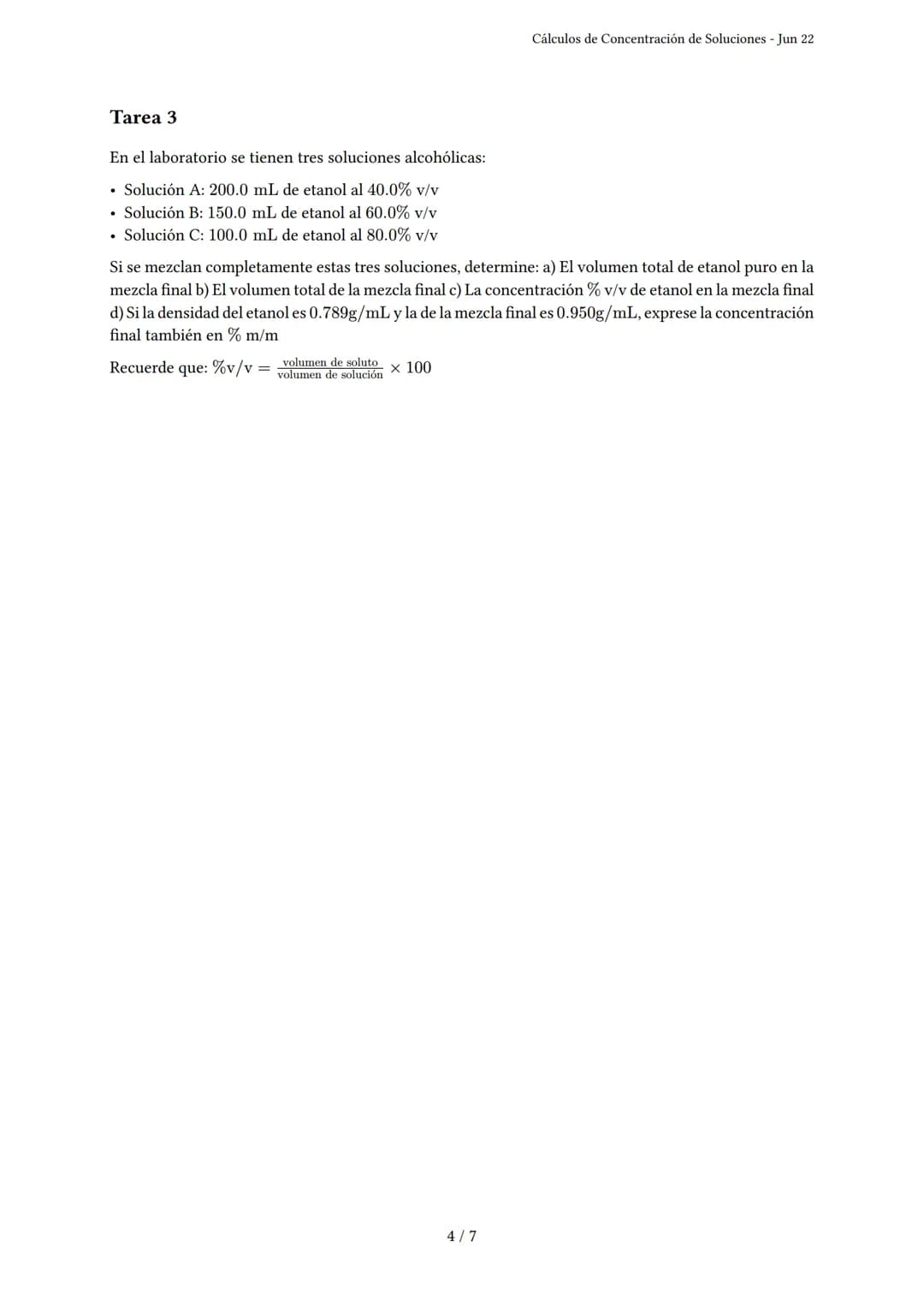 Cálculos de Concentración de Soluciones
Generado por Yésica Sofía - Jun 22
Descripción: Este examen evalúa cálculos de concentración de solu