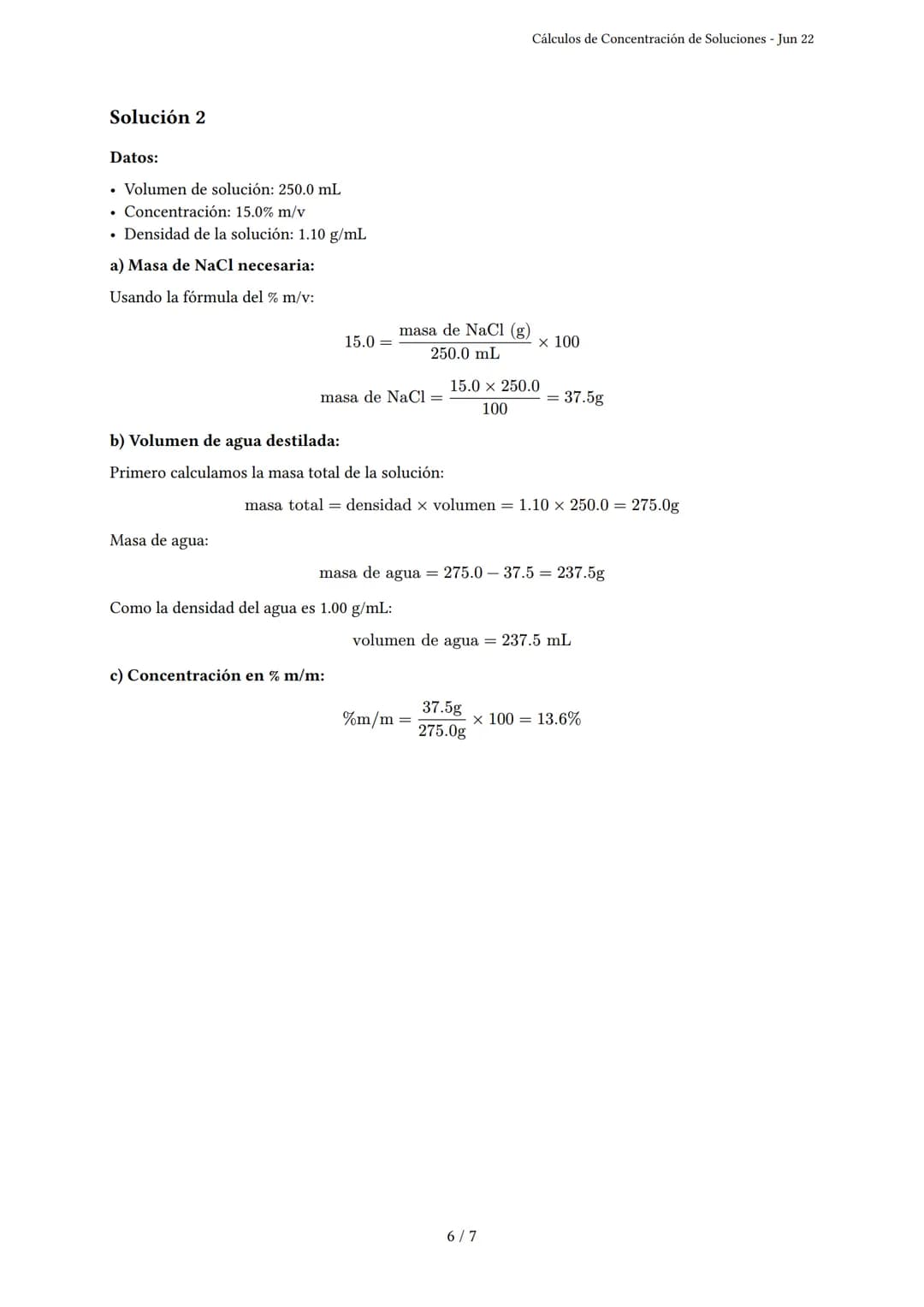 Cálculos de Concentración de Soluciones
Generado por Yésica Sofía - Jun 22
Descripción: Este examen evalúa cálculos de concentración de solu