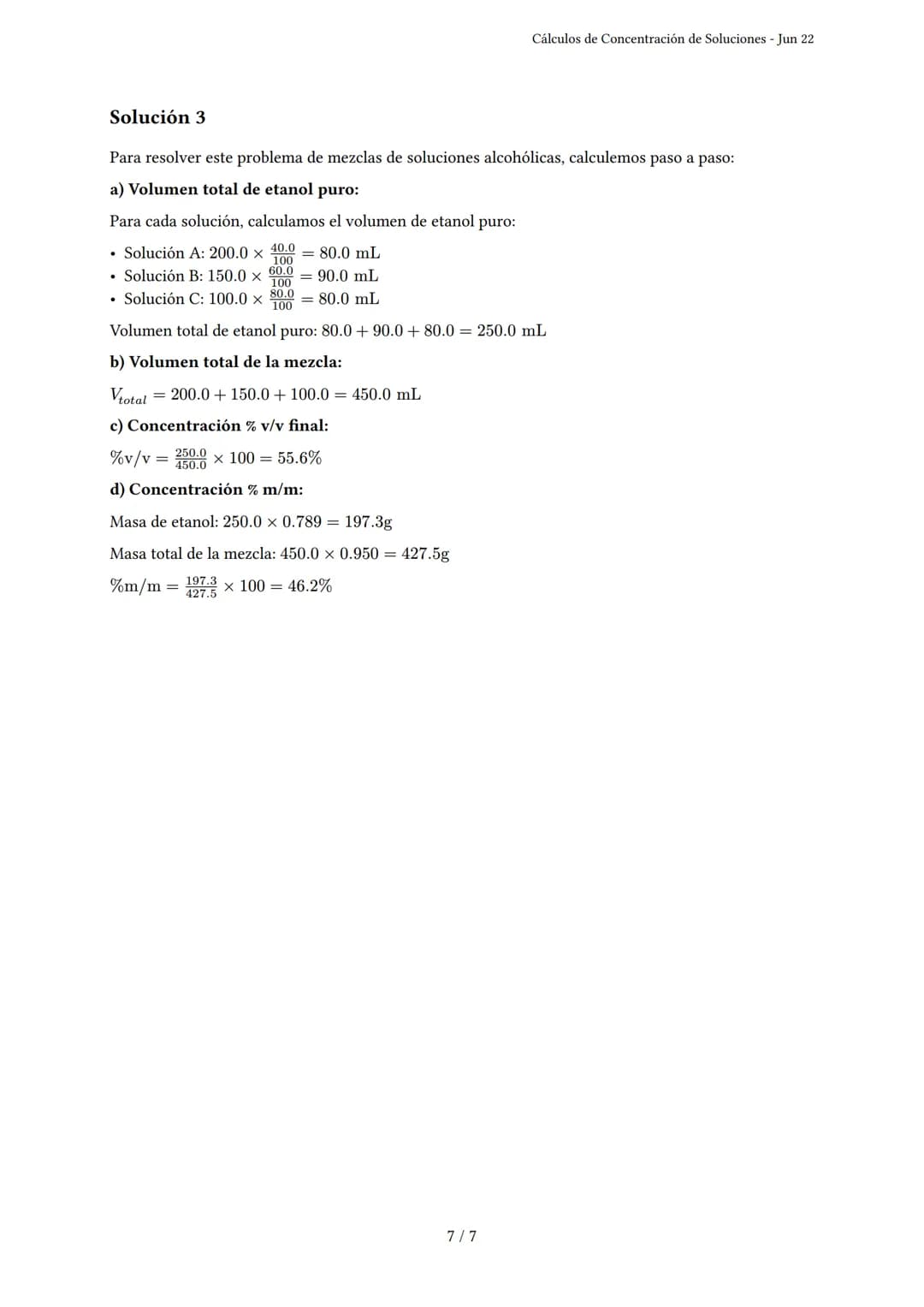 Cálculos de Concentración de Soluciones
Generado por Yésica Sofía - Jun 22
Descripción: Este examen evalúa cálculos de concentración de solu