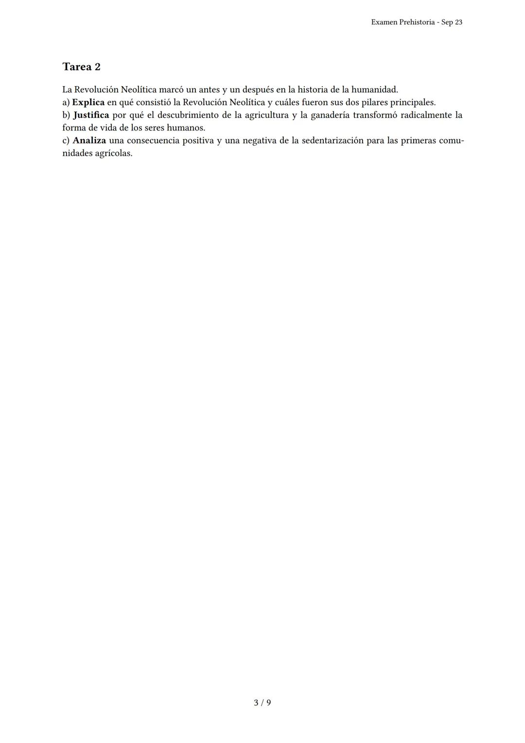 # Examen Prehistoria

Generado por Knowunity - Sep 23

Descripción: Este examen cubre las etapas de la Prehistoria, desde el Paleolítico has