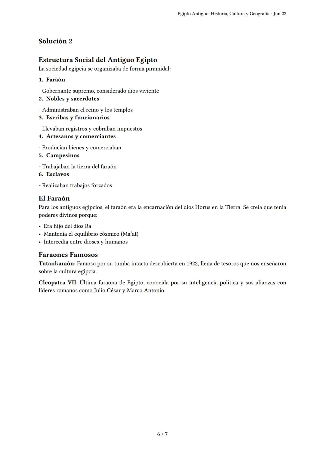 Egipto Antiguo: Historia, Cultura y Geografía
Generado por Dulce Maria Serna Marin - Jun 22
Descripción: Evalúa tu conocimiento sobre la his