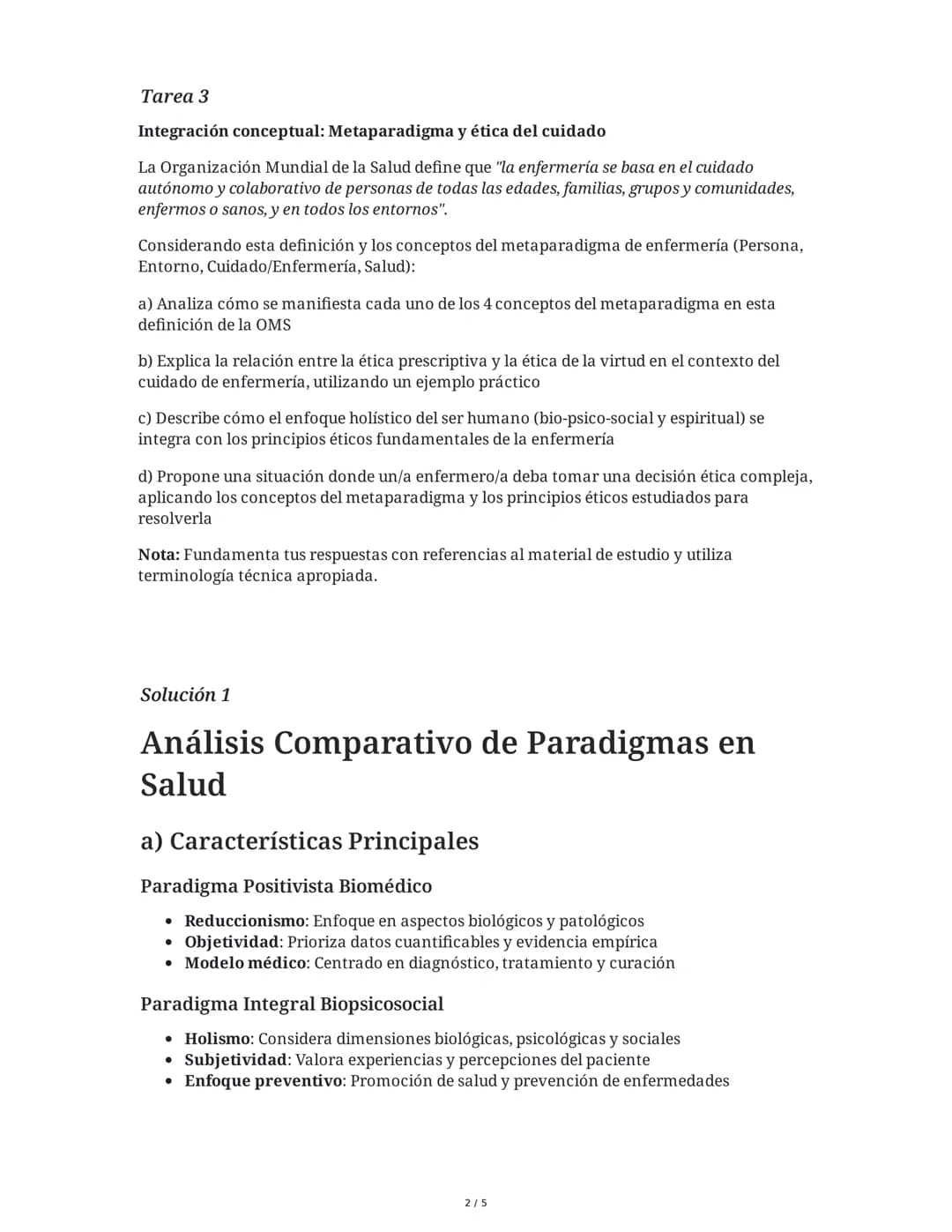 29 May 2025
Fundamentos del Cuidado en Enfermería
Tarea 1
Análisis comparativo de paradigmas en salud
Analiza las diferencias fundamentales 