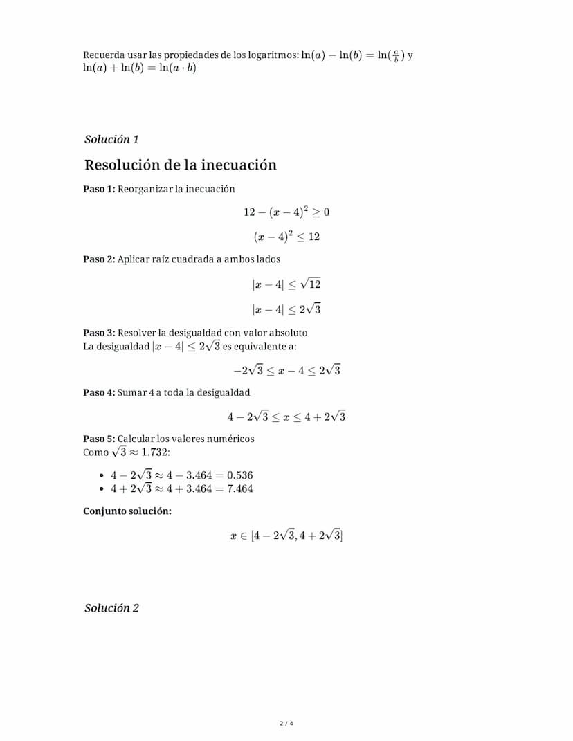 2 June 2025
Evaluación de Matemática: Inecuaciones,
Complejos y Más
Tarea 1
Resuelve la siguiente inecuación y expresa el conjunto solución 