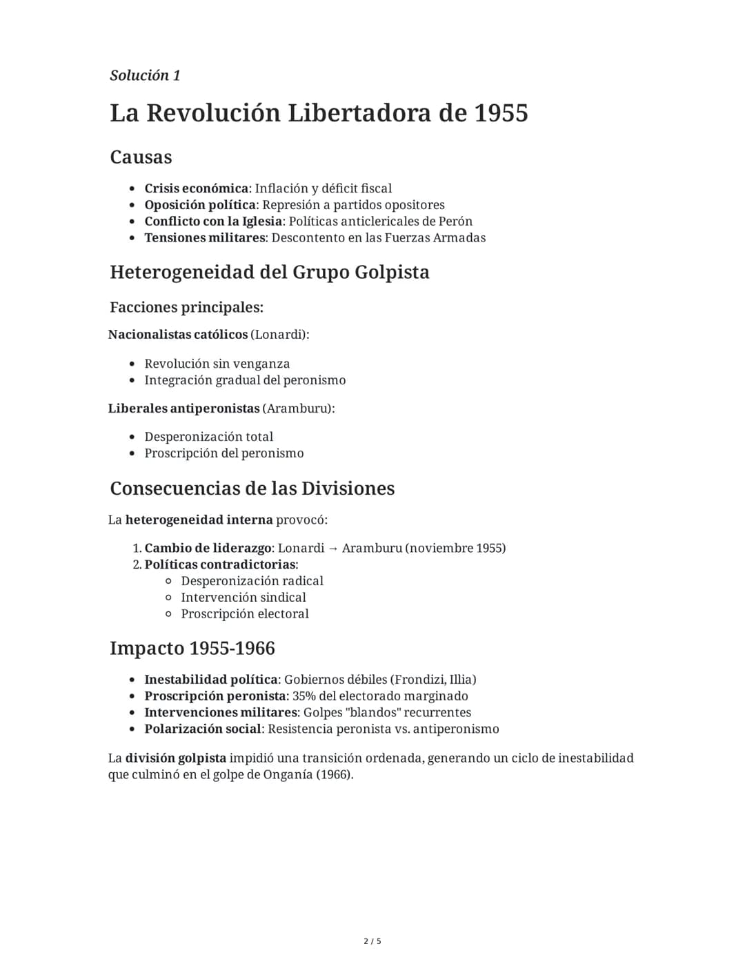6 June 2025
Argentina: Revolución Libertadora al Proceso
(1955-1983)
Tarea 1
Analiza las causas y consecuencias de la "Revolución Libertador