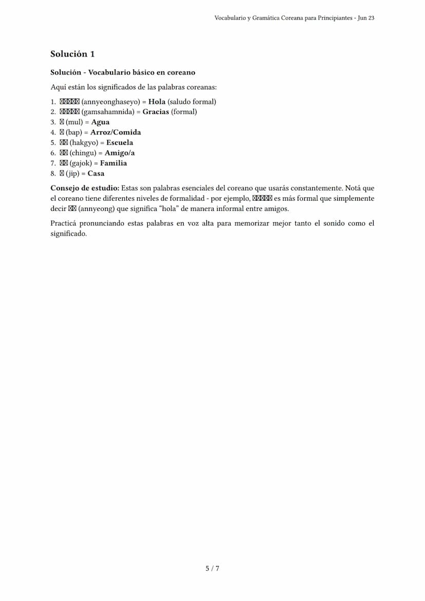 Vocabulario y Gramática Coreana para Principiantes
Generado por luu - Jun 23
Descripción: Evalúa tu conocimiento de vocabulario básico y gra