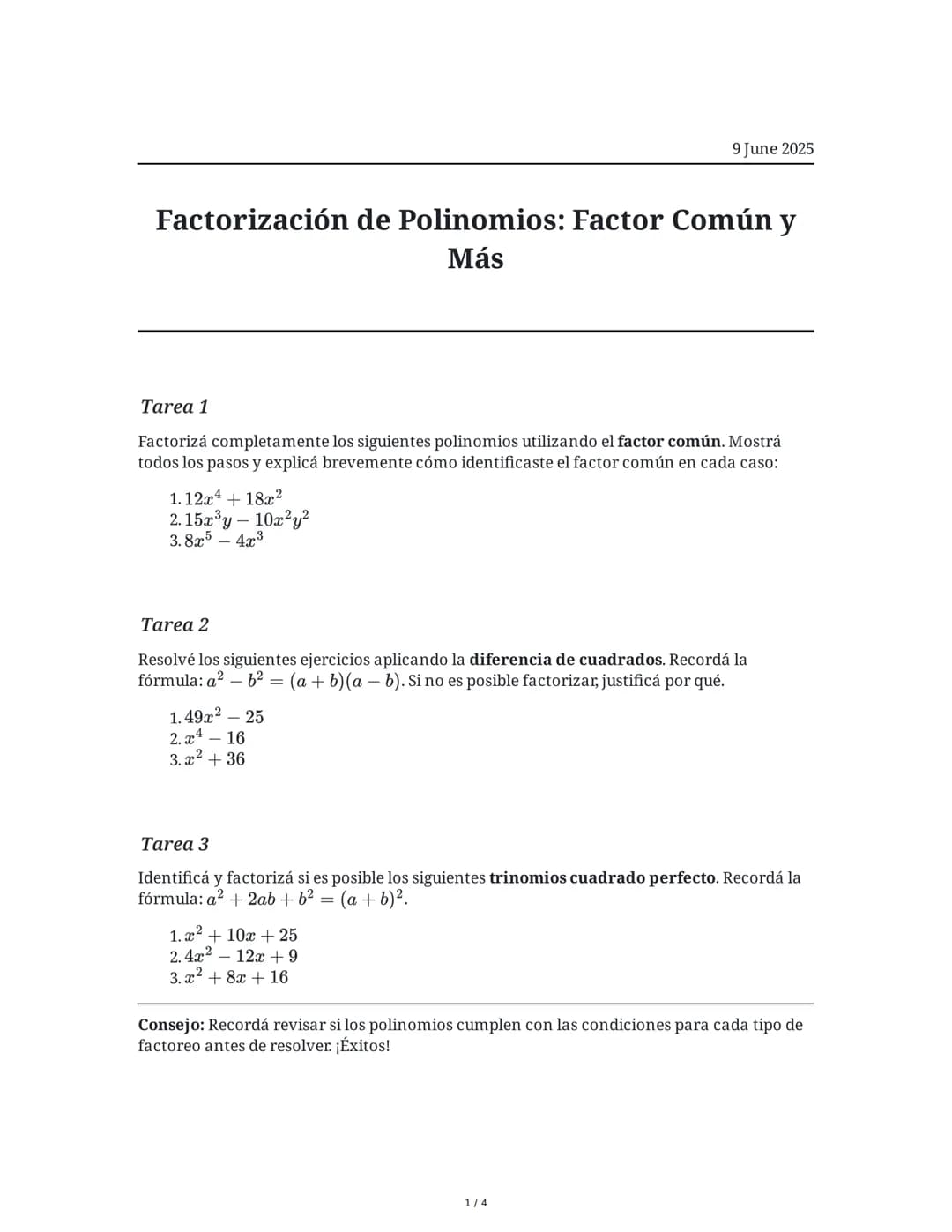 Factorización de Polinomios: Factor Común y Más