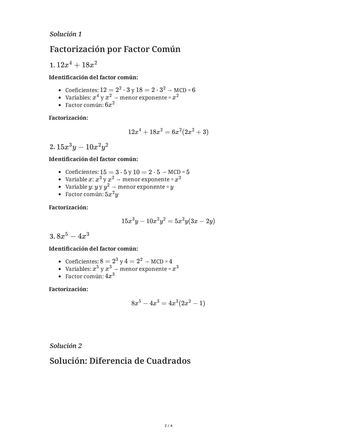 # Factorización de Polinomios: Factor Común y Más

9 June 2025

## Tarea 1
Factorizá completamente los siguientes polinomios utilizando el f