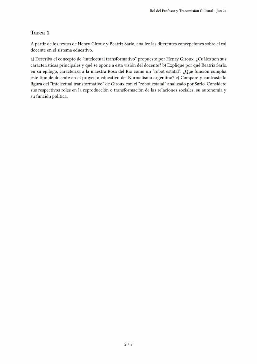 Rol del Profesor y Transmisión Cultural
Generado por starsis becerra - Jun 24
Descripción: Este examen cubre el rol del profesor, la transmi