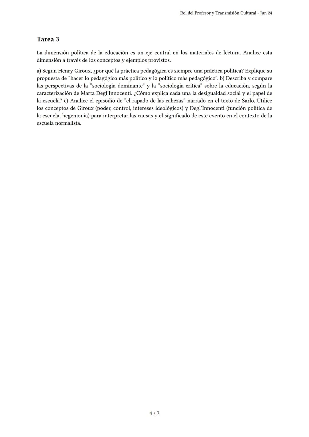 Rol del Profesor y Transmisión Cultural
Generado por starsis becerra - Jun 24
Descripción: Este examen cubre el rol del profesor, la transmi