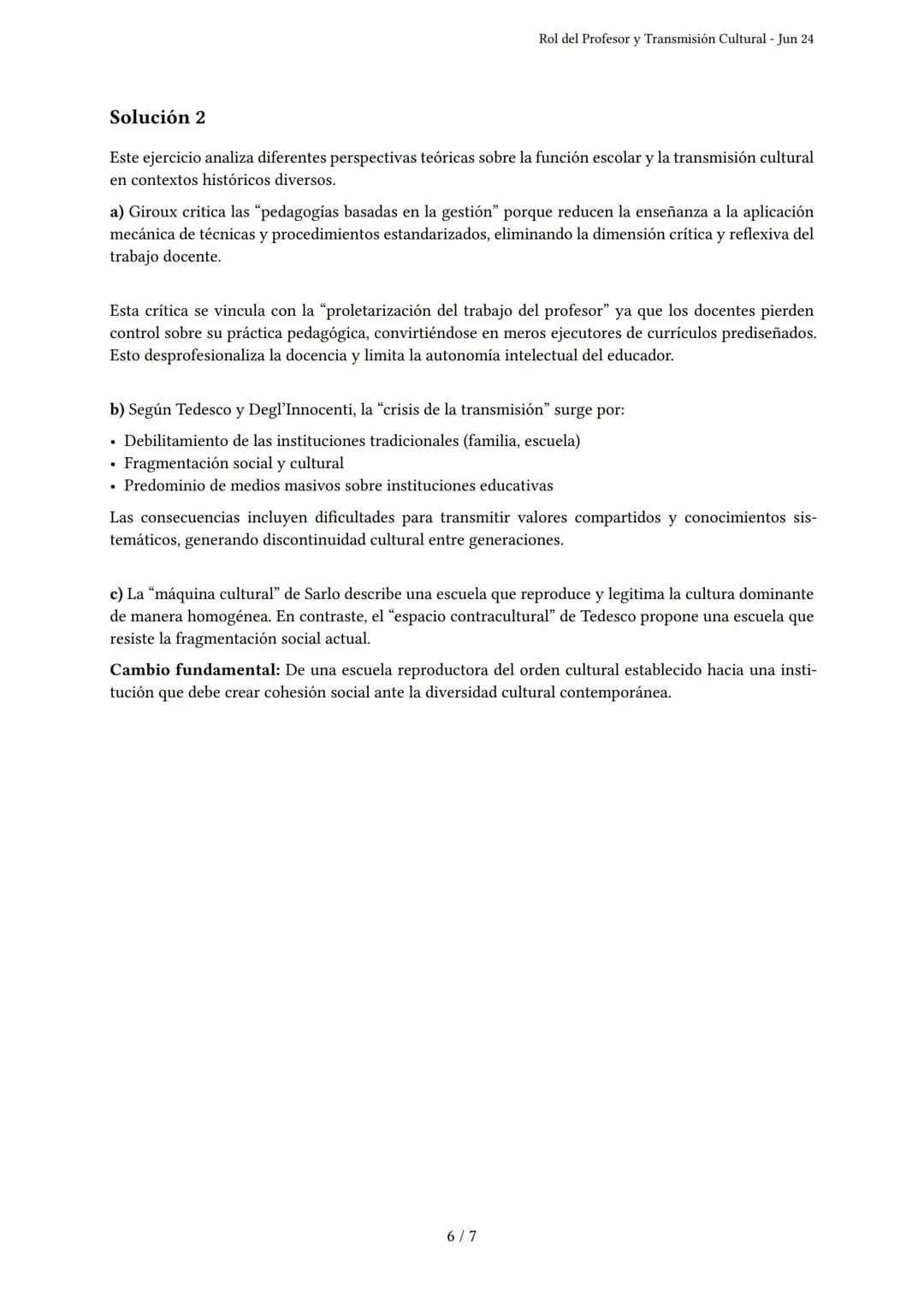 Rol del Profesor y Transmisión Cultural
Generado por starsis becerra - Jun 24
Descripción: Este examen cubre el rol del profesor, la transmi