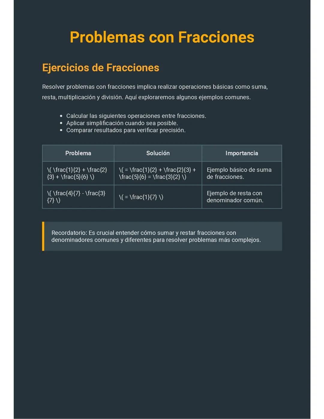 Problemas con Fracciones