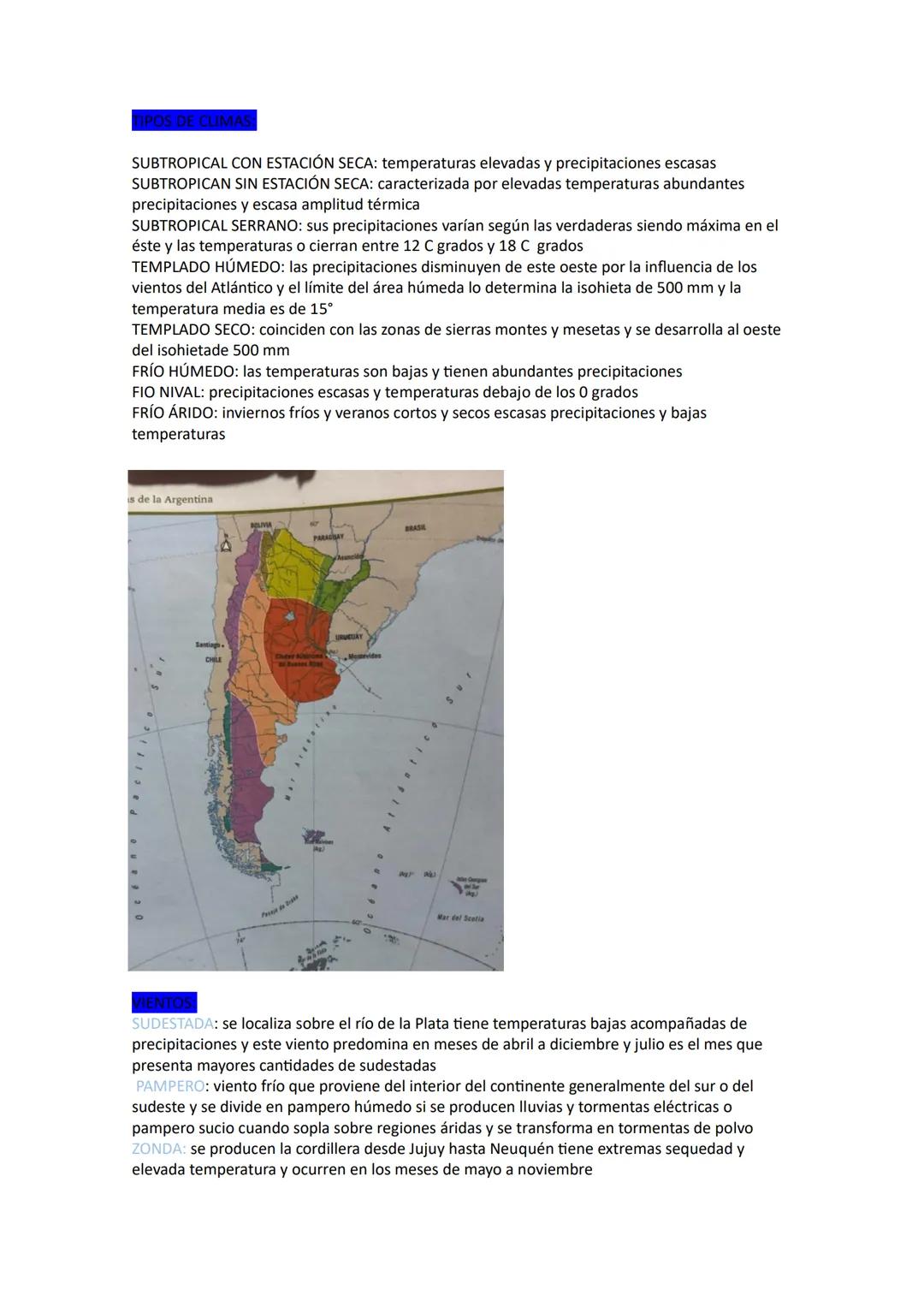 tipos de clima condiciones hidrigraficas de argentina-vientos-cuencas-regionalización según el indec