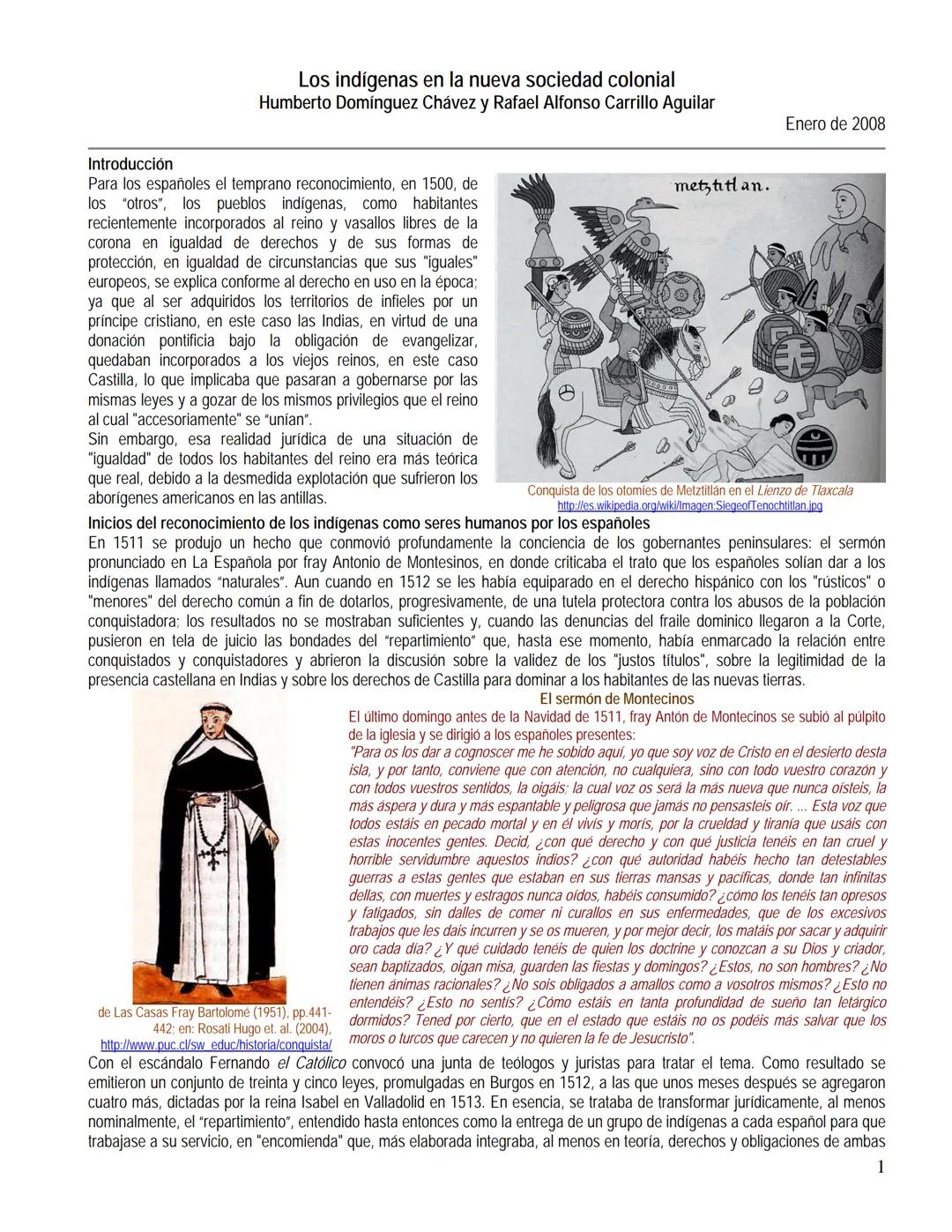 # Los indígenas en la nueva sociedad colonial
Humberto Domínguez Chávez y Rafael Alfonso Carrillo Aguilar
Enero de 2008
Introducción
Para l