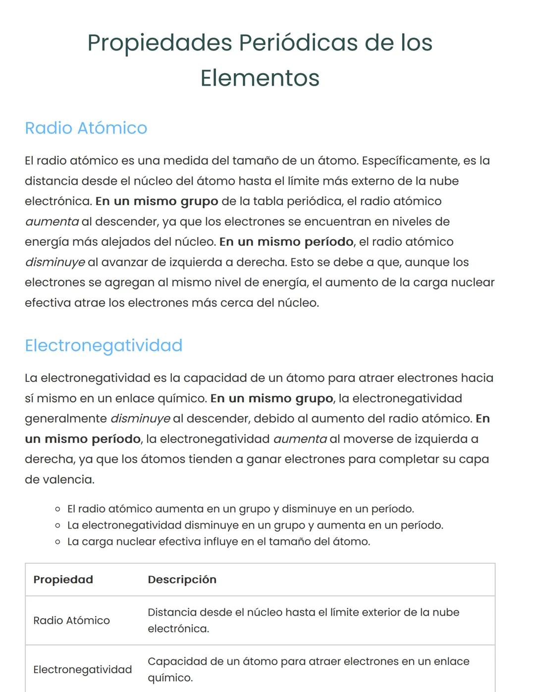 # Propiedades Periódicas de los
# Elementos
## Radio Atómico
El radio atómico es una medida del tamaño de un átomo. Específicamente, es la