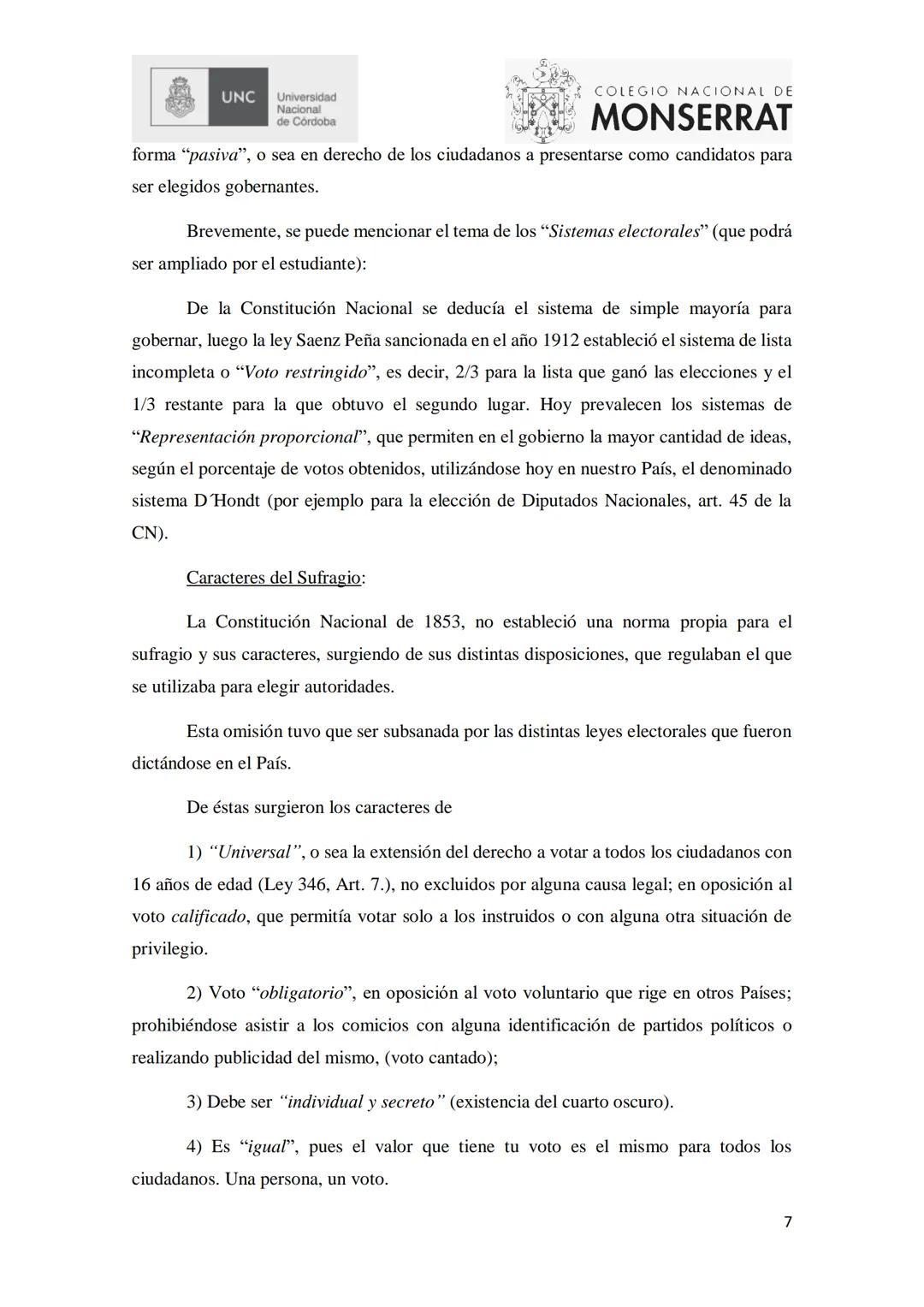 UNC Universidad
Nacional
de Córdoba
COLEGIO NACIONAL DE
MONSERRAT
TEMA 1
I. DEMOCRACIA: Concepto. Formas. Instituciones mixtas. Ciudadaní