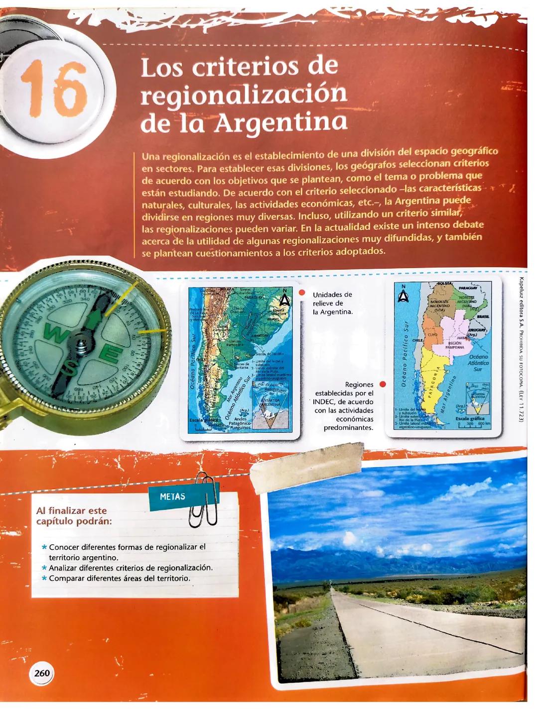 Los criterios de regionalización de la Argentina
