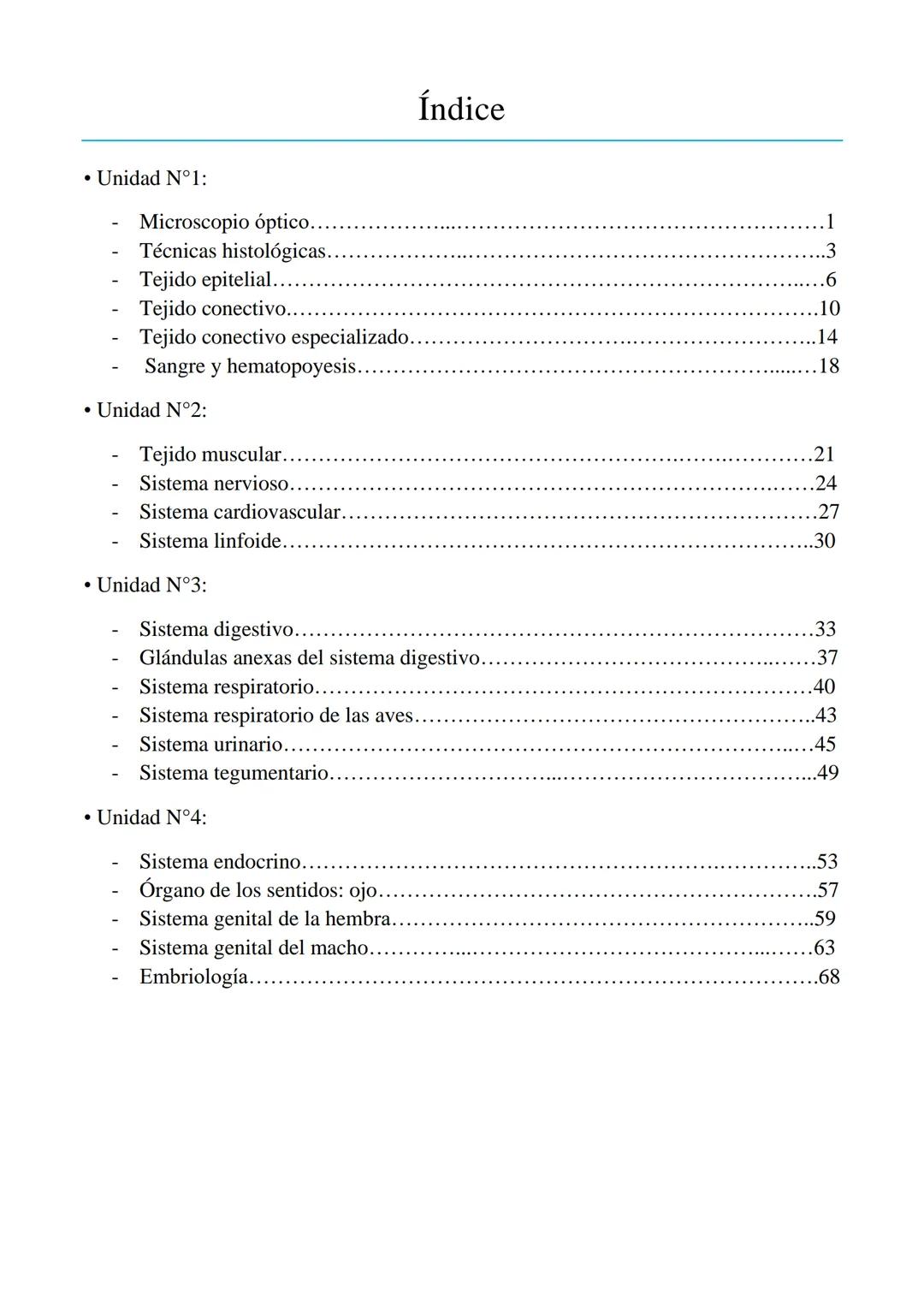 # Histología y embriología
Facultad de ciencias
agrarias y veterinarias
Resúmenes
Año 2019 Índice
• Unidad N°1:
- Microscopio óptico....