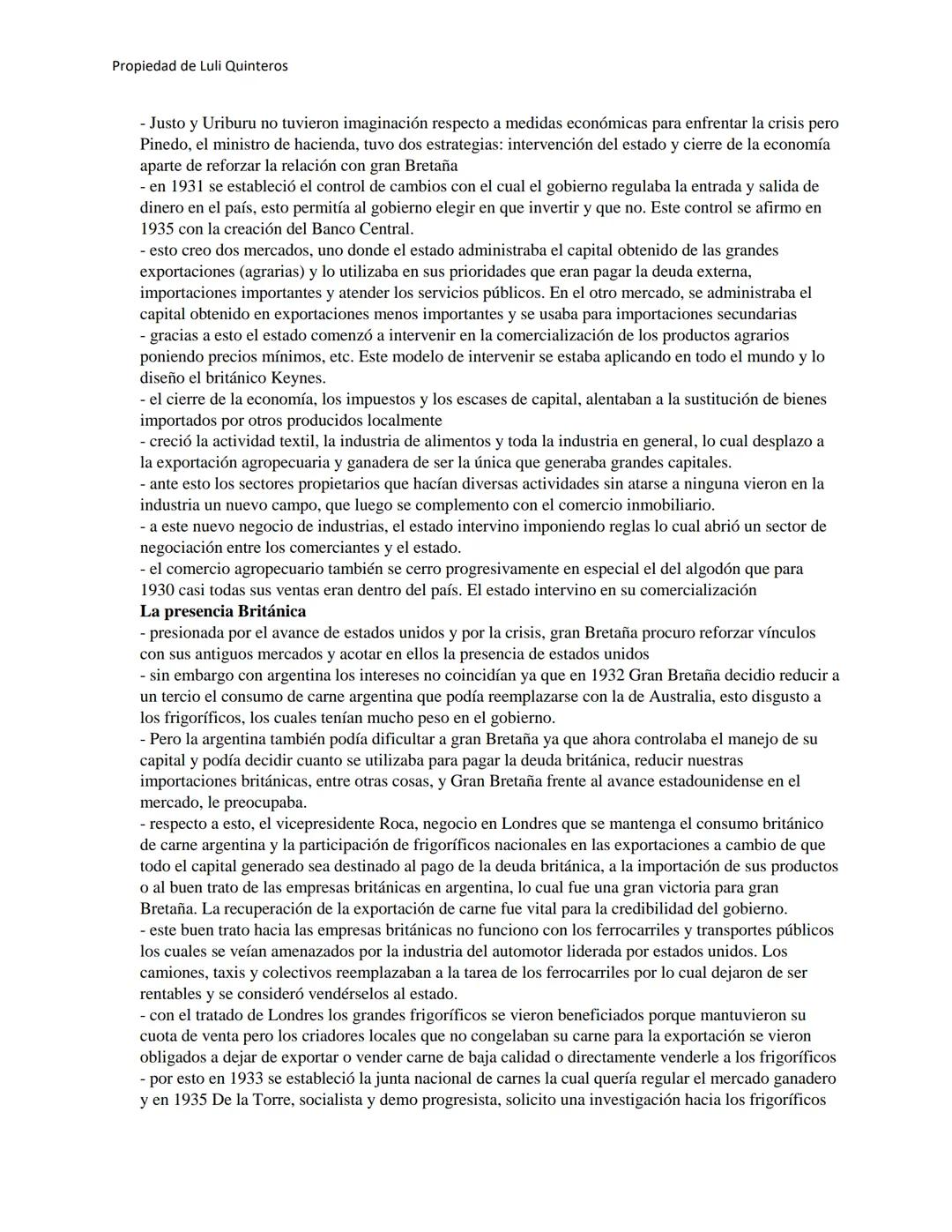 --- OCR Start ---
Propiedad de Luli Quinteros
Resumen de "Breve historia contemporánea de la
Argentina" (Romero)
Capítulo 3 - "La restauraci