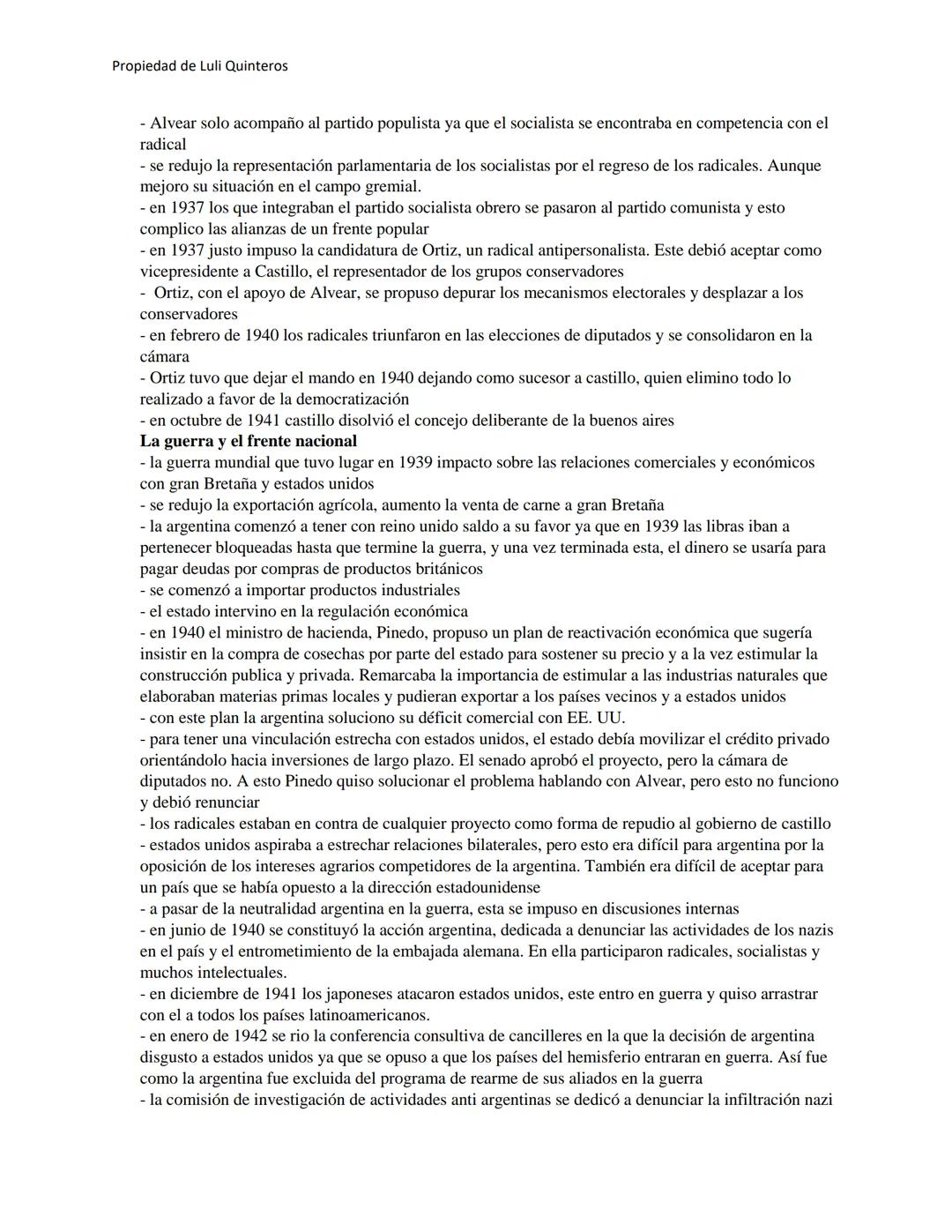 --- OCR Start ---
Propiedad de Luli Quinteros
Resumen de "Breve historia contemporánea de la
Argentina" (Romero)
Capítulo 3 - "La restauraci