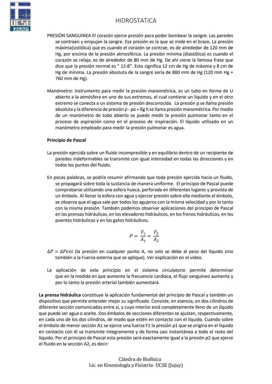 # HIDROSTATICA
En el ser humano el sistema circulatorio es una red de conductos (arterias, venas, capilares) que transporta el fluido sangr
