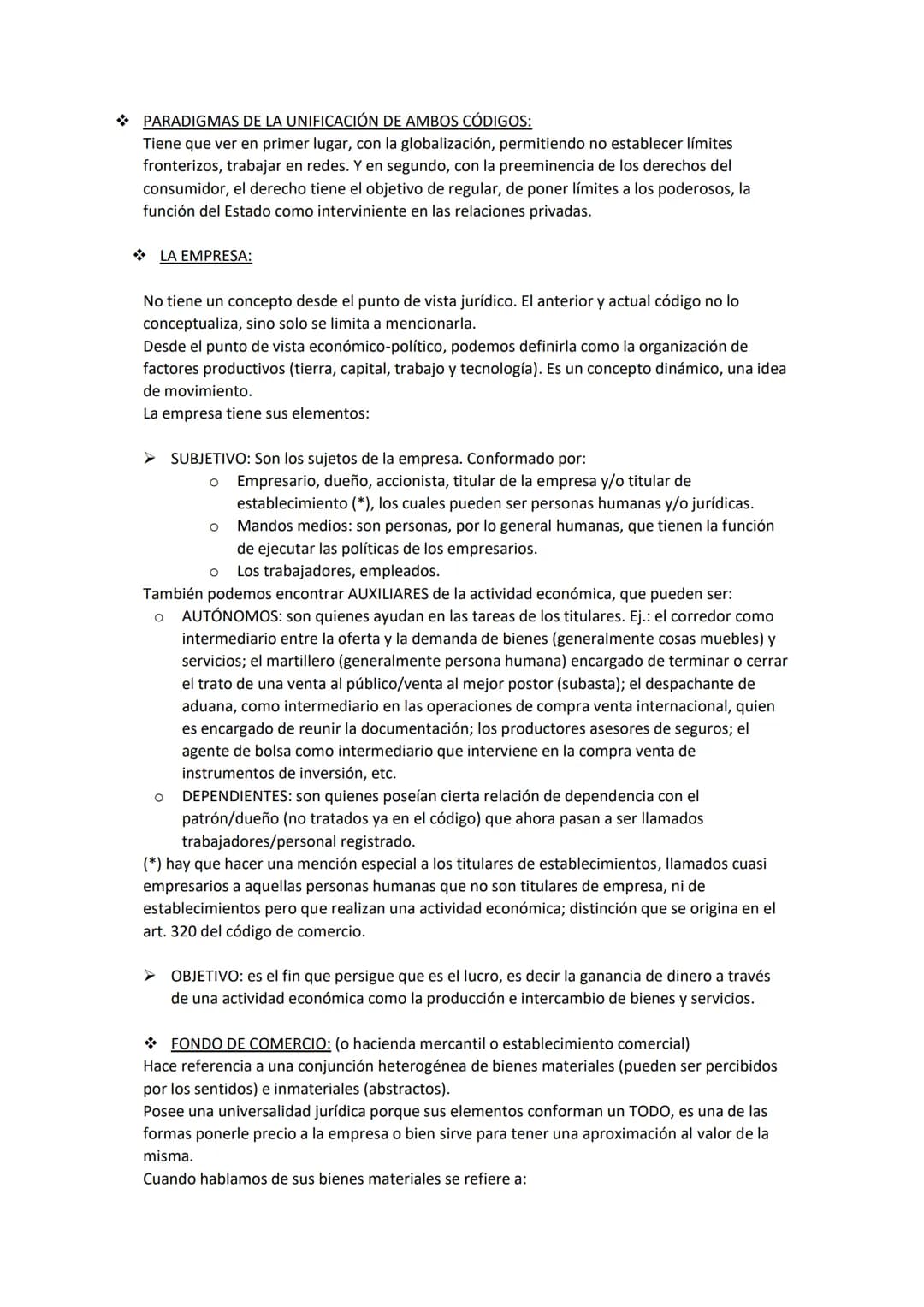 # UNIDAD N°1: ANTECEDENTES Y EVOLUCIÓN DEL DERECHO COMERCIAL - LA UNIFICACIÓN
DEL CÓDIGO CIVIL Y COMERCIAL DE LA NACIÓN - LA EMPRESA.
CONCE