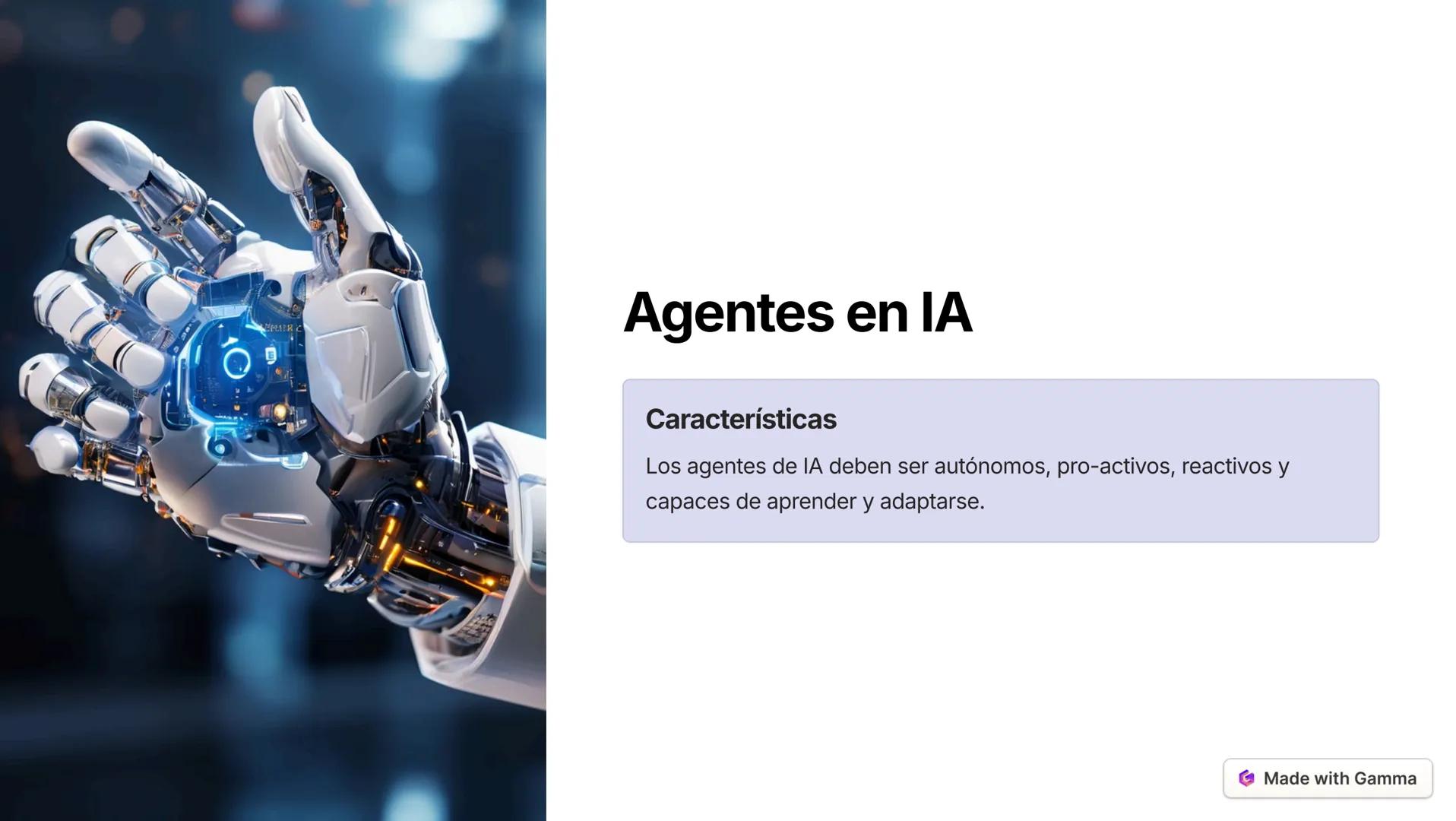 Inteligencia Artificial
Made with Gamma --- OCR Start ---
Conceptos relacionados con la IA
Inteligencia Artificial
La IA es la capacidad de