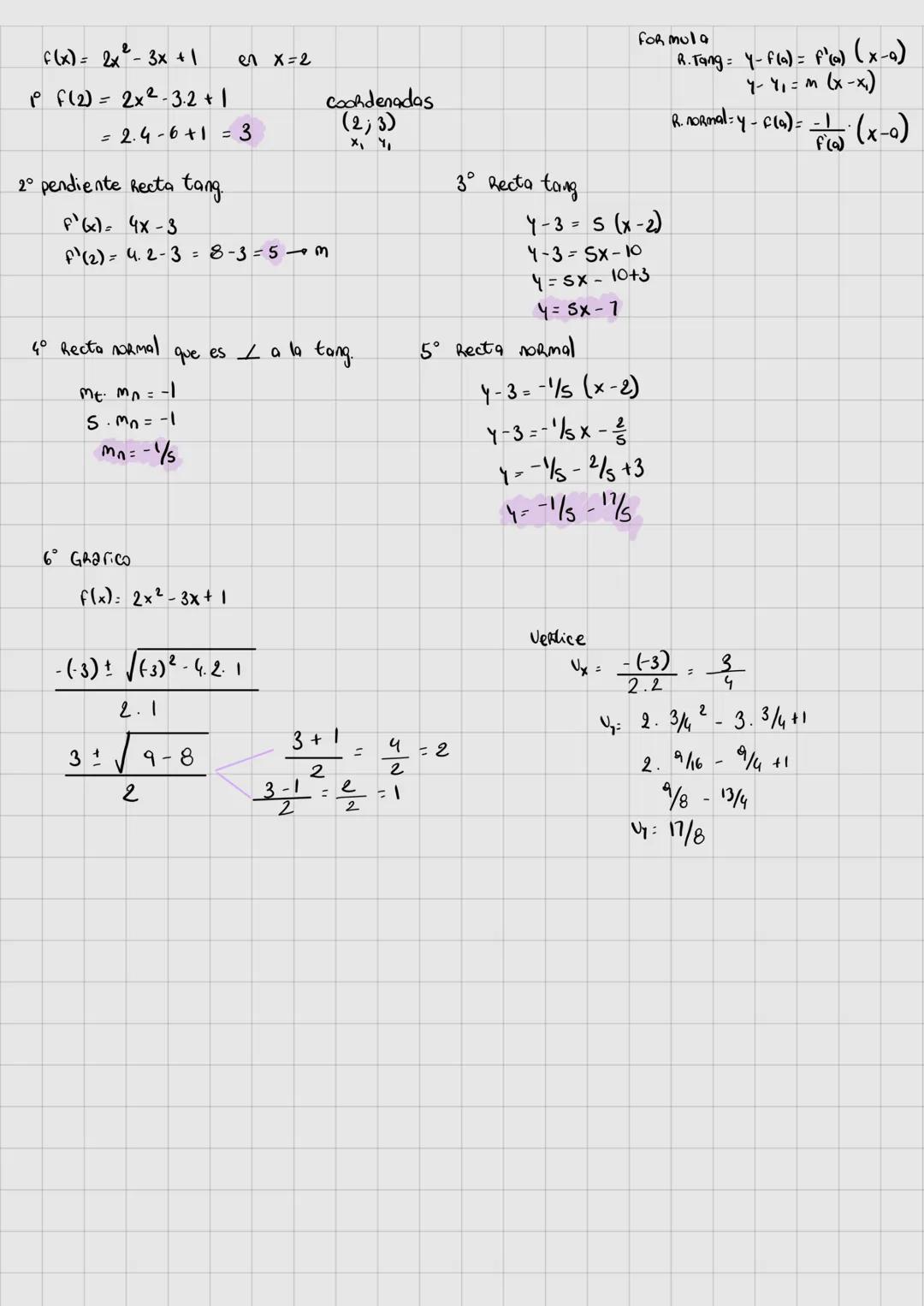 # Recta tangente normal
Recta normal y tang son
$Mi \cdot M2=-1$
f(x) = x²-4x+3
Abcisa 3 = X
La ecuación de la Recta tang.
$4-(0)-(a)