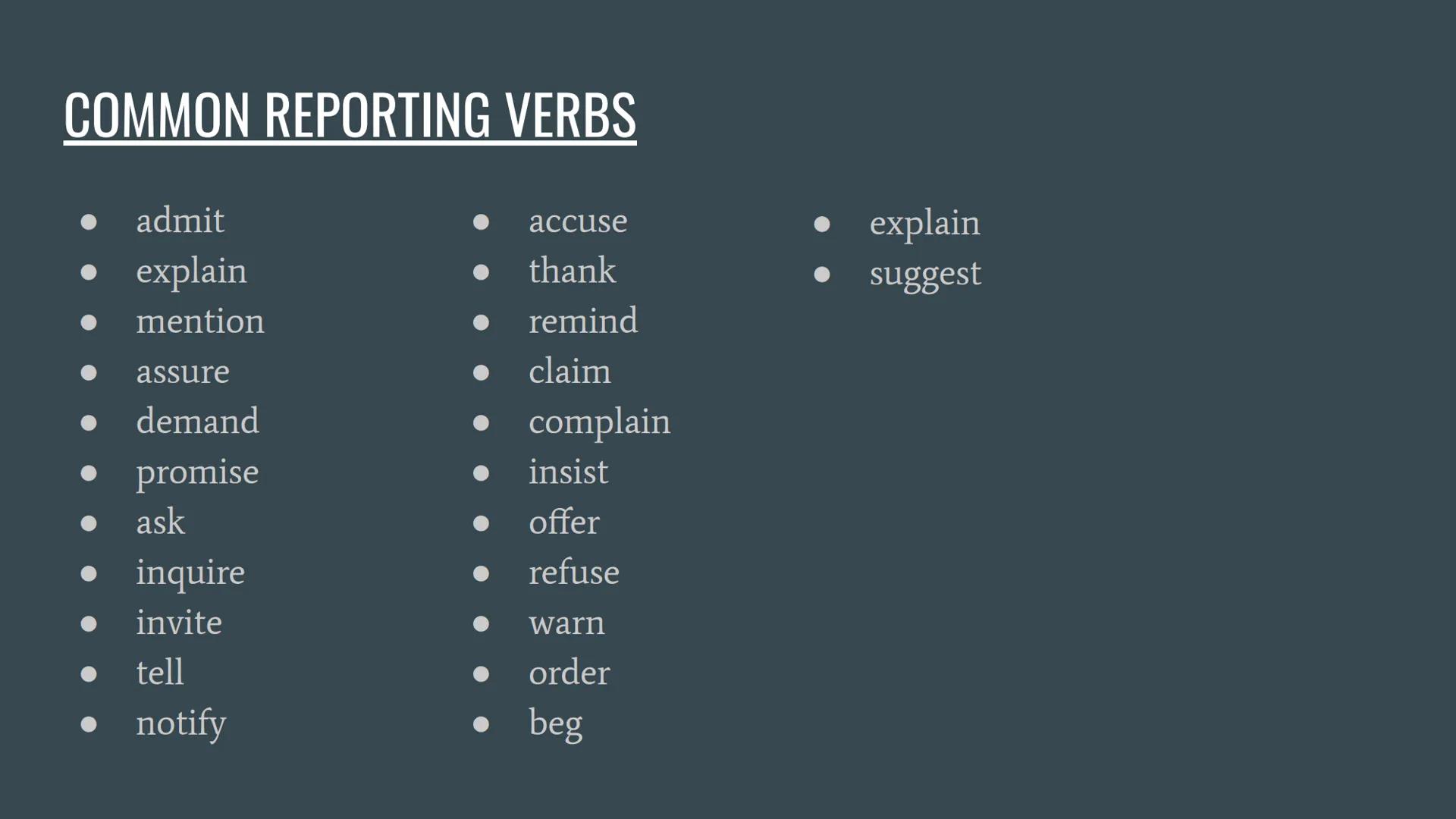 # REPORTED SPEECH
...
BACKSHIFTING, MODALS AND QUESTIONS So...what is Reported Speech?
• Reported Speech, also known as indirect speech,