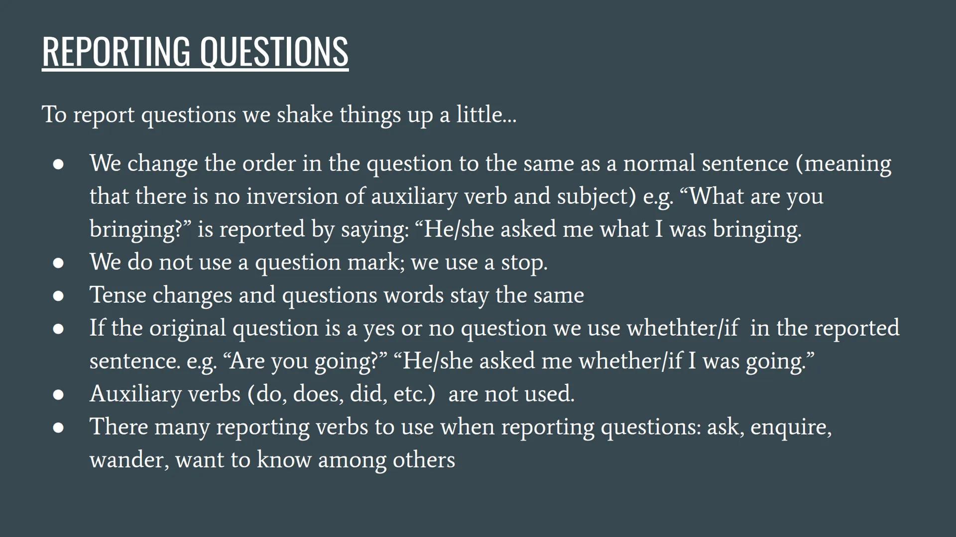 # REPORTED SPEECH
...
BACKSHIFTING, MODALS AND QUESTIONS So...what is Reported Speech?
• Reported Speech, also known as indirect speech,