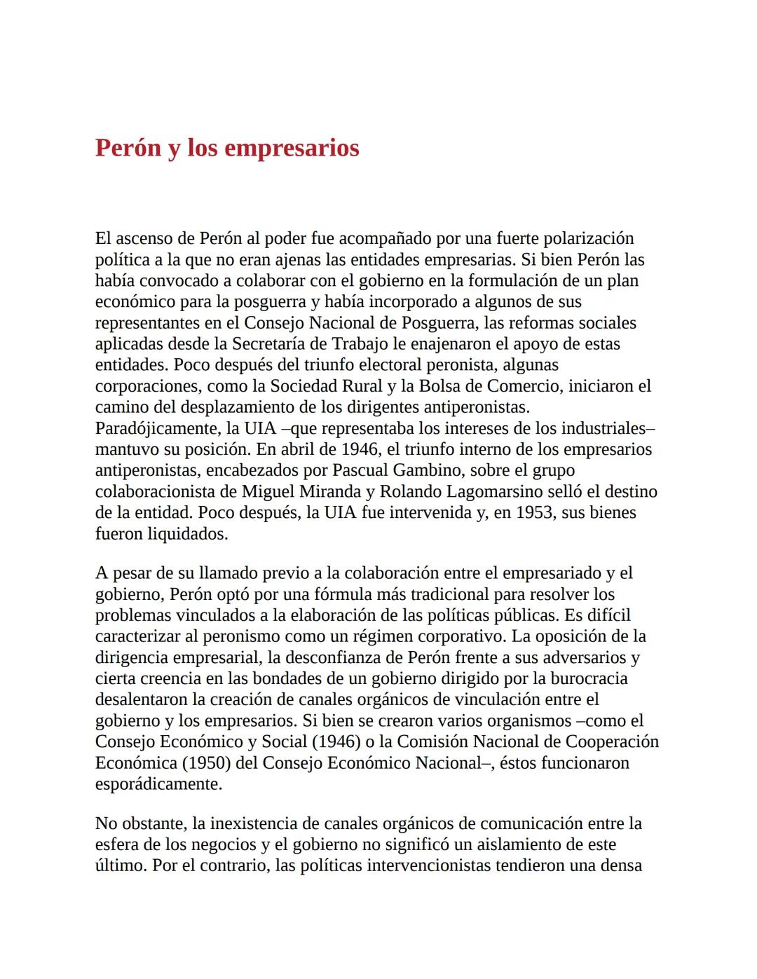 3. La economía del primer peronismo (1946-1955)
La década peronista fue -y aún es- un período clave para explicar el
desenvolvimiento de la